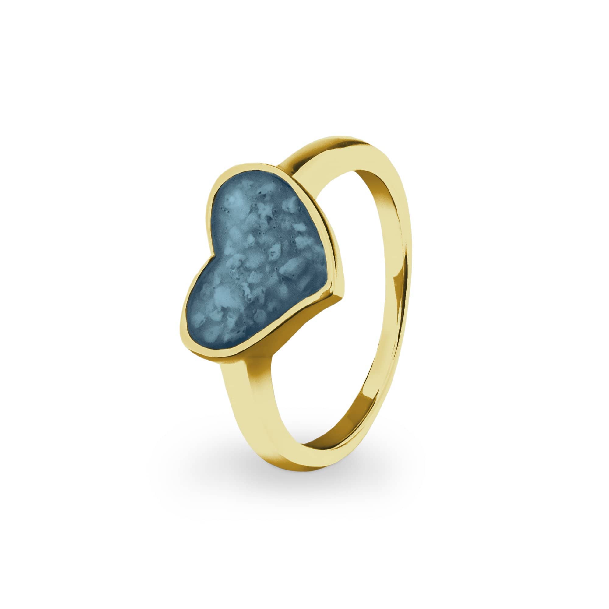 EverWith Ladies Oversized Heart Memorial Ashes Ring 9k Yellow Gold Blue