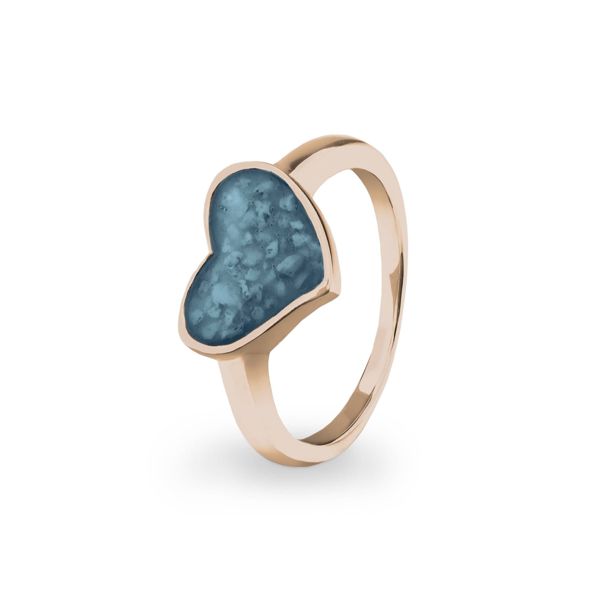 EverWith Ladies Oversized Heart Memorial Ashes Ring 9k Rose Gold Blue
