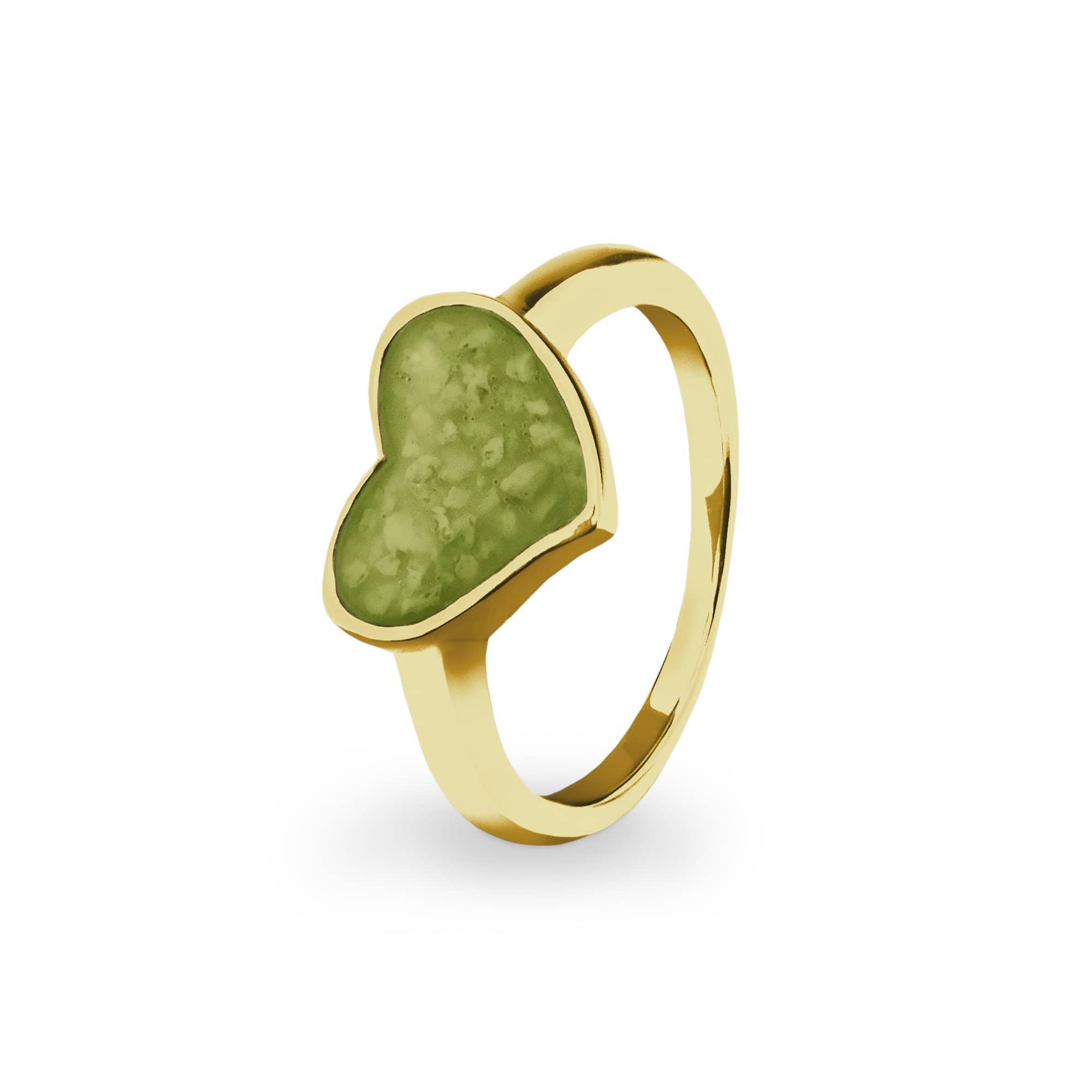 EverWith Ladies Oversized Heart Memorial Ashes Ring 9k Yellow Gold Green