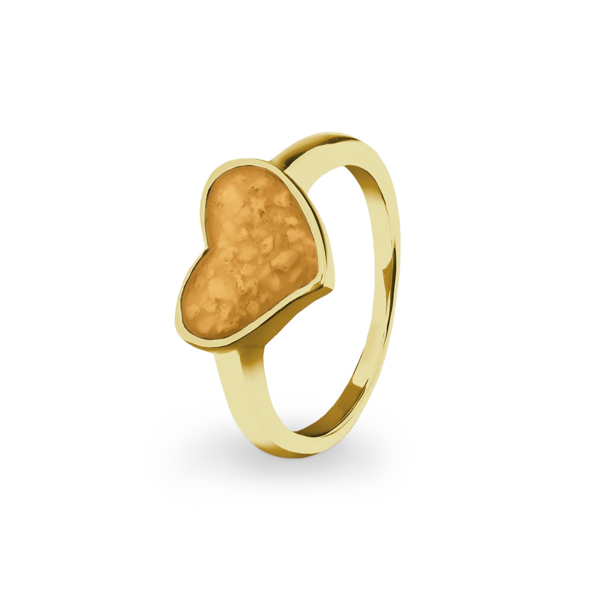 EverWith Ladies Oversized Heart Memorial Ashes Ring 9k Yellow Gold Orange