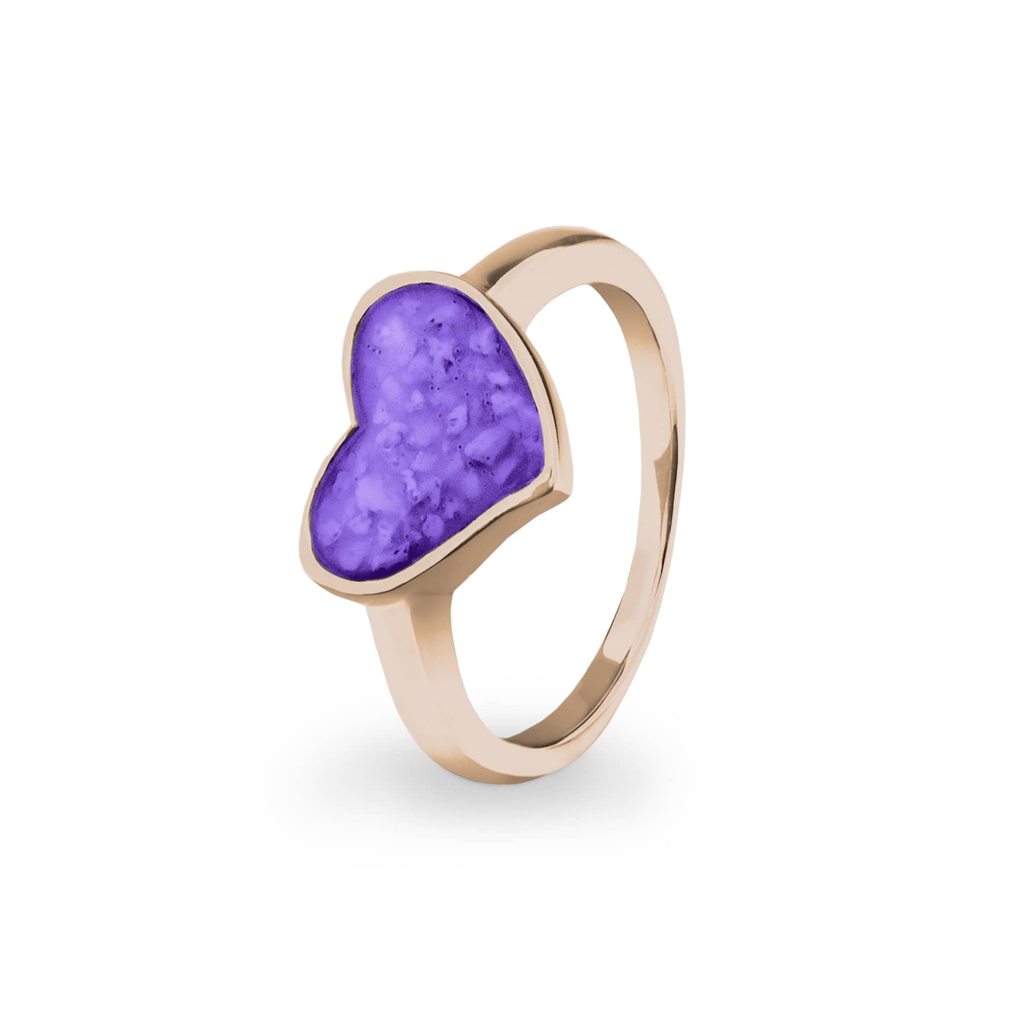 EverWith Ladies Oversized Heart Memorial Ashes Ring 9k Rose Gold Purple