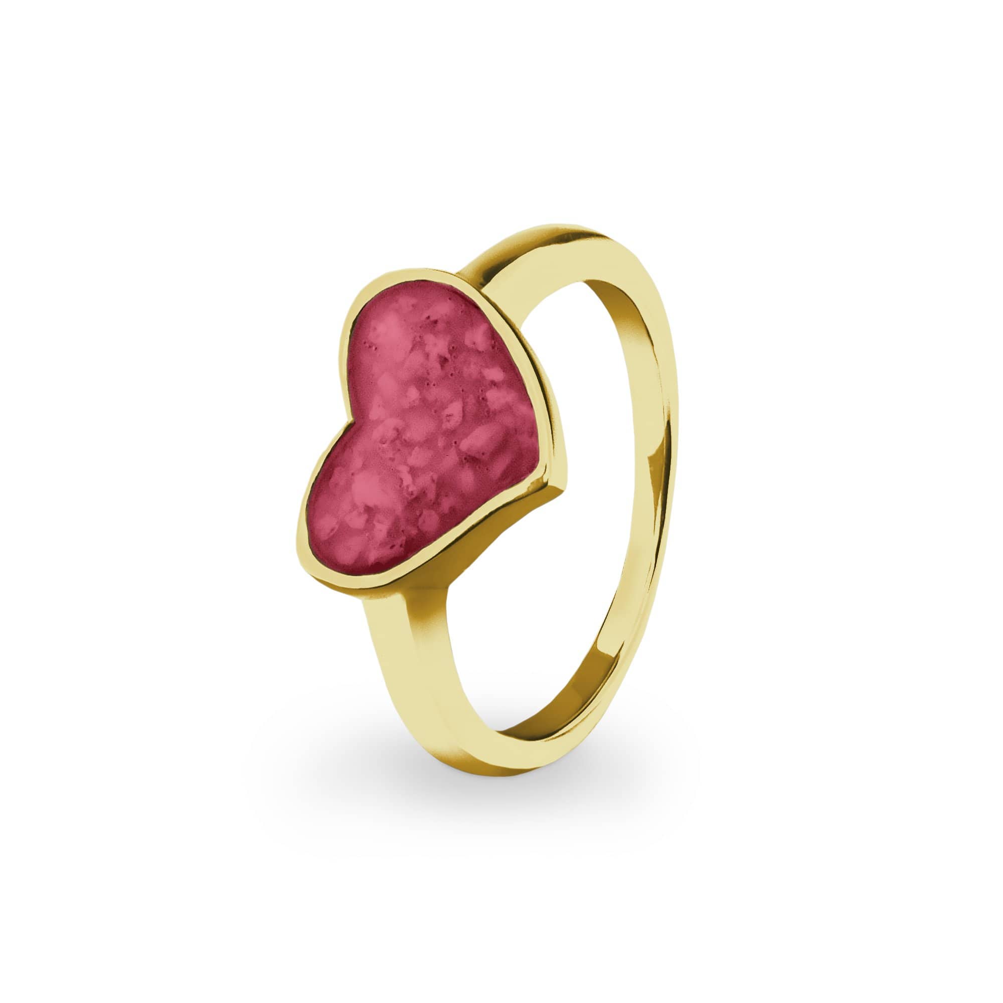 EverWith Ladies Oversized Heart Memorial Ashes Ring 9k Yellow Gold Red
