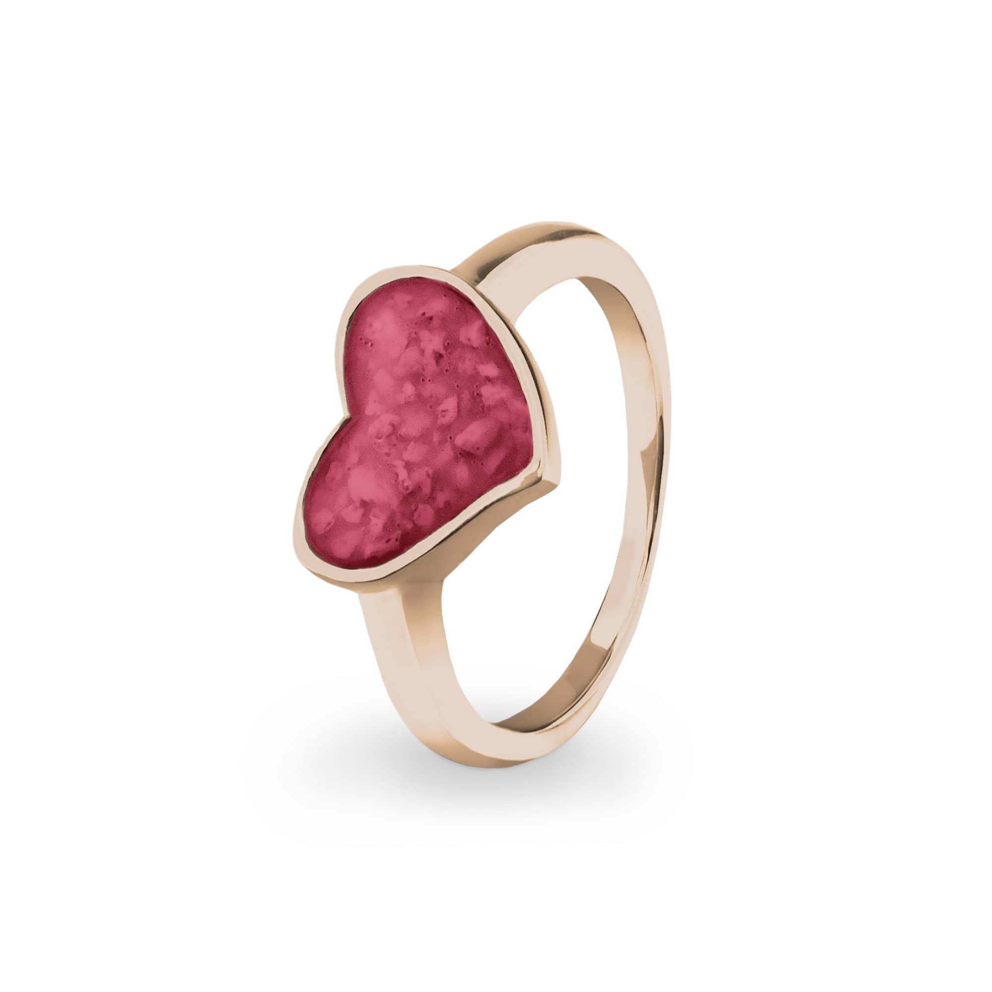 EverWith Ladies Oversized Heart Memorial Ashes Ring 9k Rose Gold Red