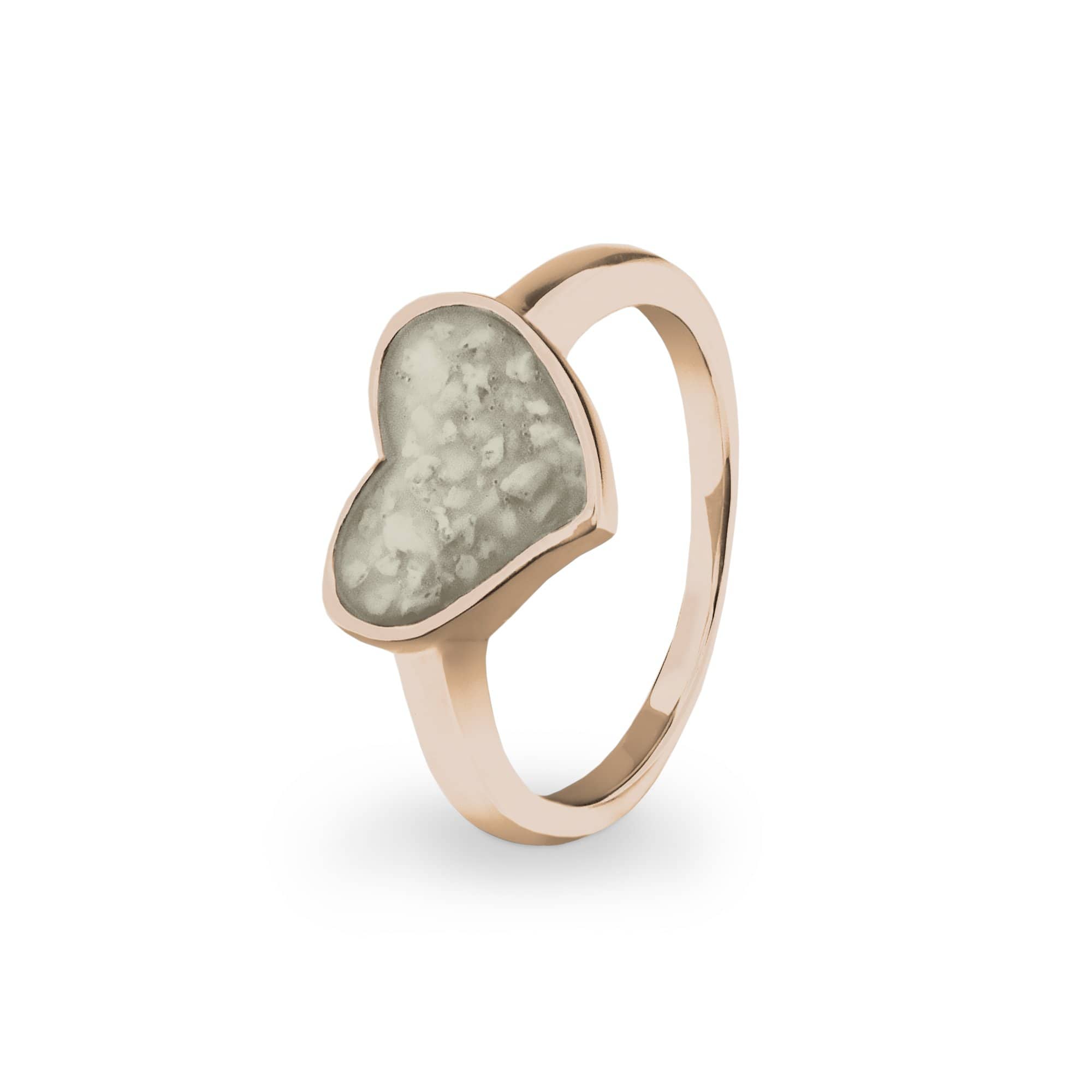 EverWith Ladies Oversized Heart Memorial Ashes Ring 9k Rose Gold Transparent