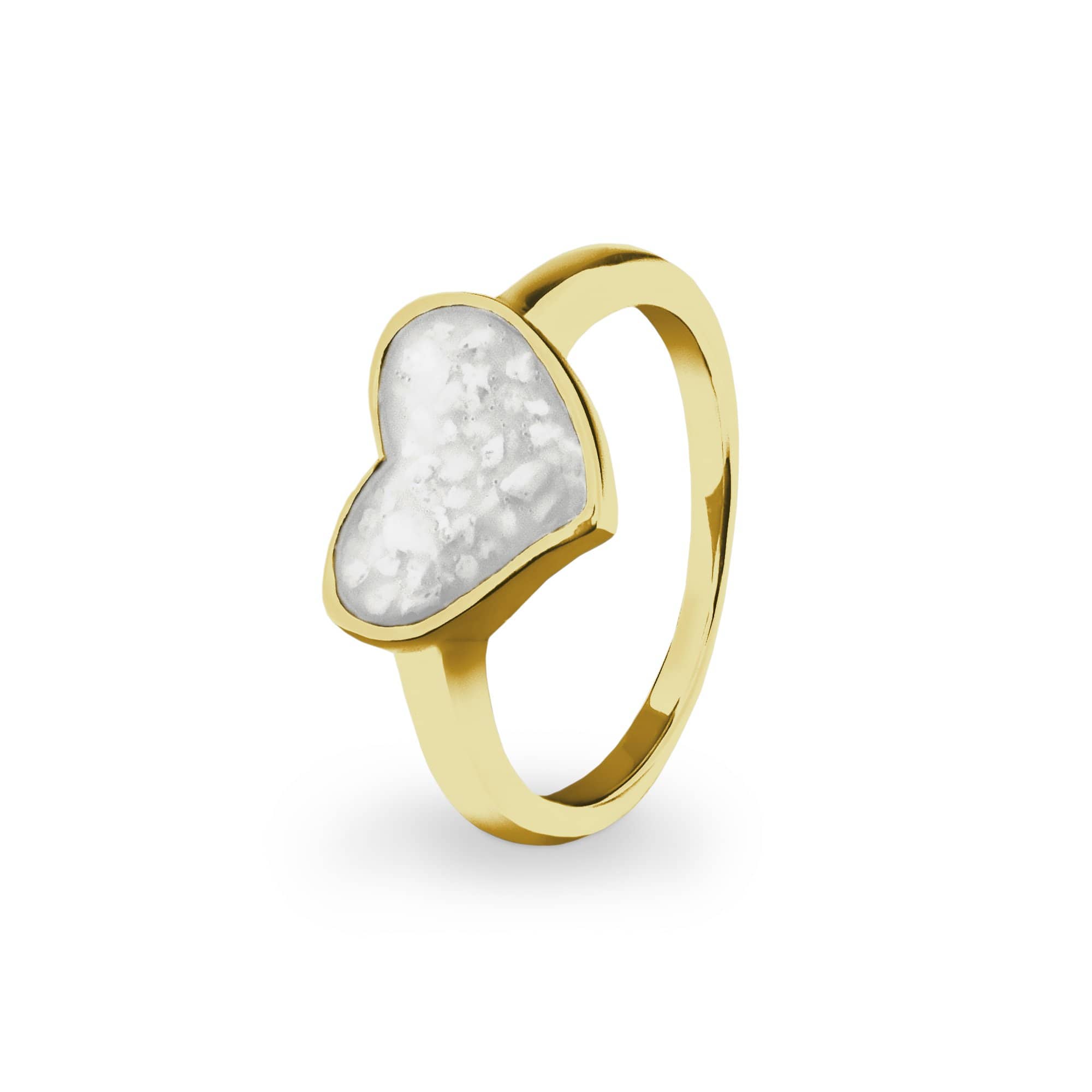 EverWith Ladies Oversized Heart Memorial Ashes Ring 9k Yellow Gold White
