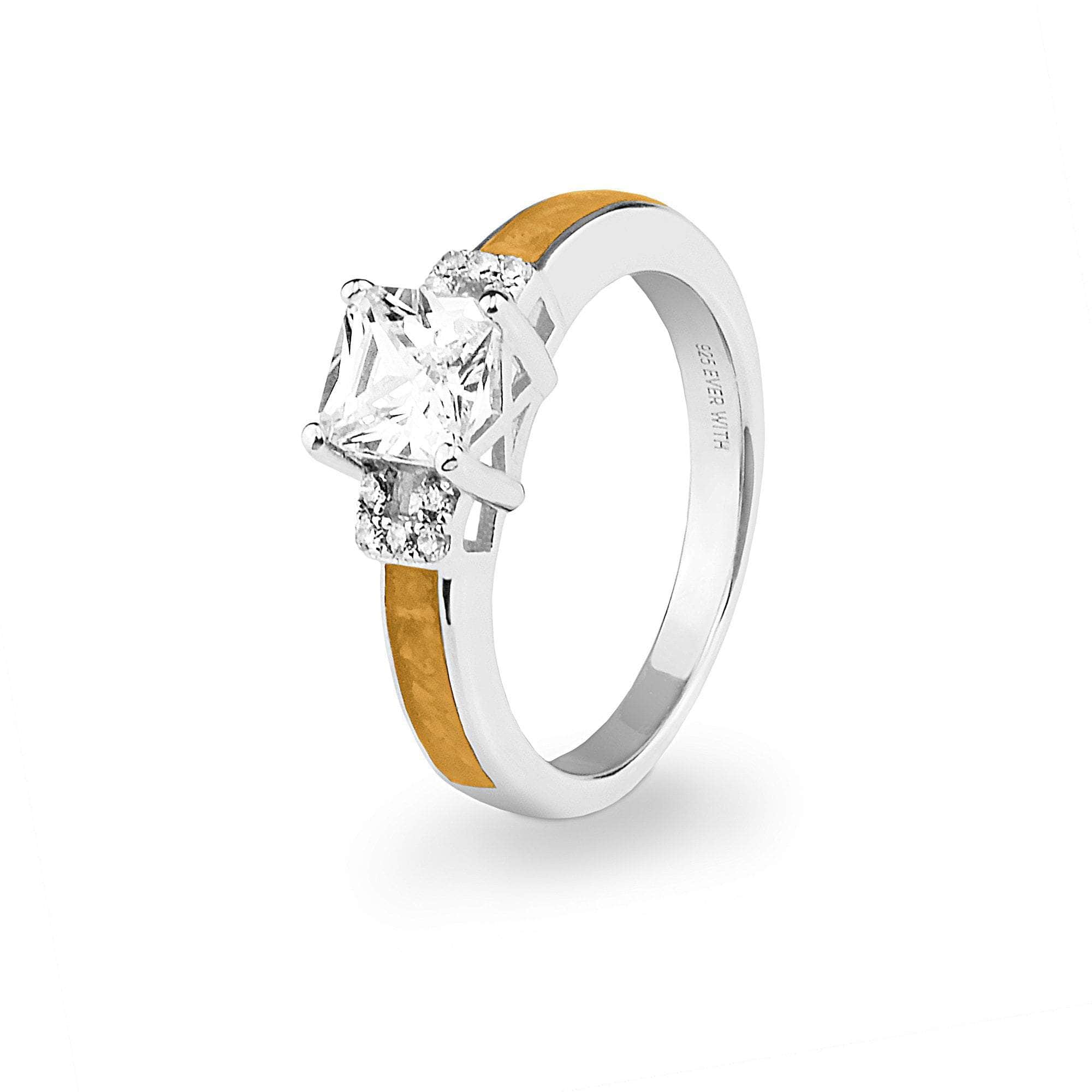 EverWith Ladies Honour Memorial Ashes Ring with Fine Crystals Orange