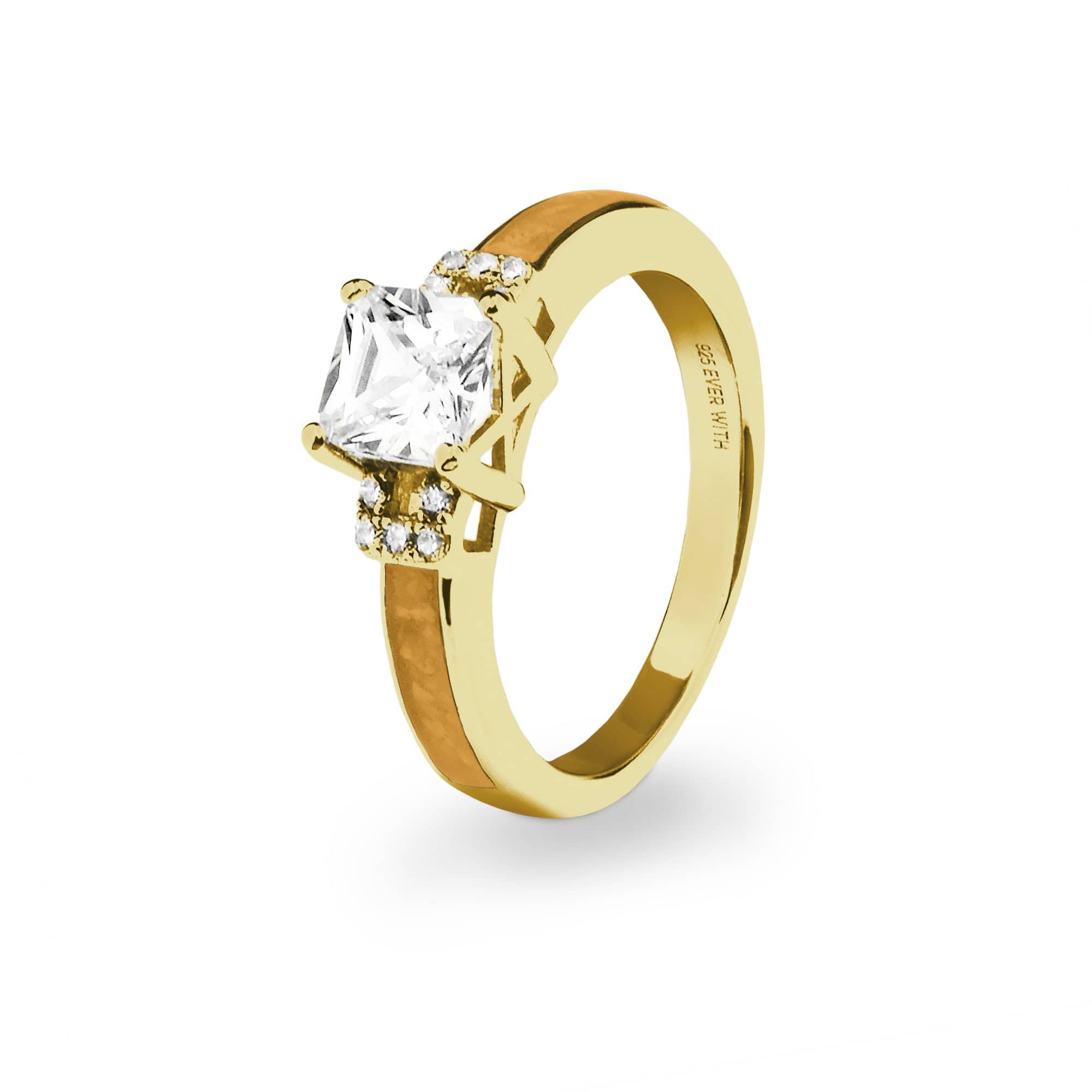 EverWith Ladies Honour Memorial Ashes Ring with Fine Crystals 9k Yellow Gold Orange