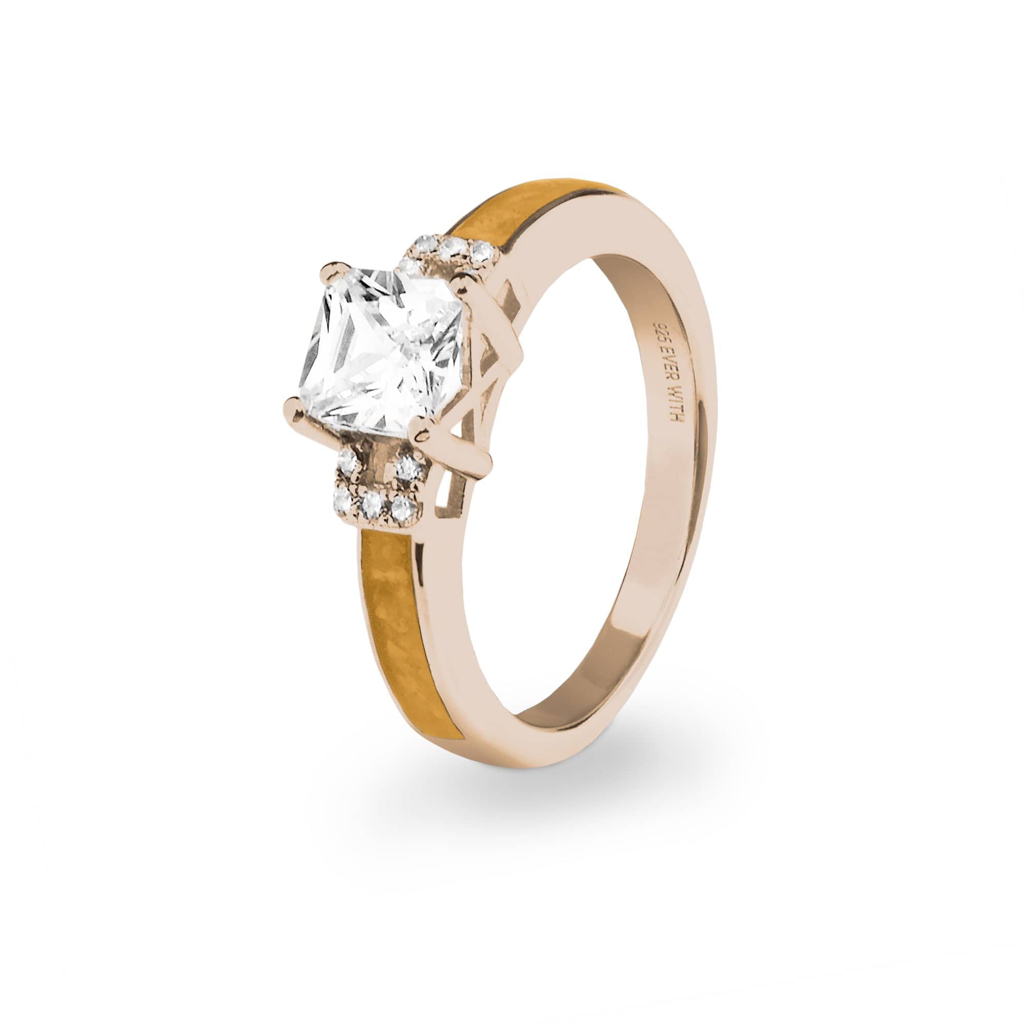 EverWith Ladies Honour Memorial Ashes Ring with Fine Crystals 9k Rose Gold Orange