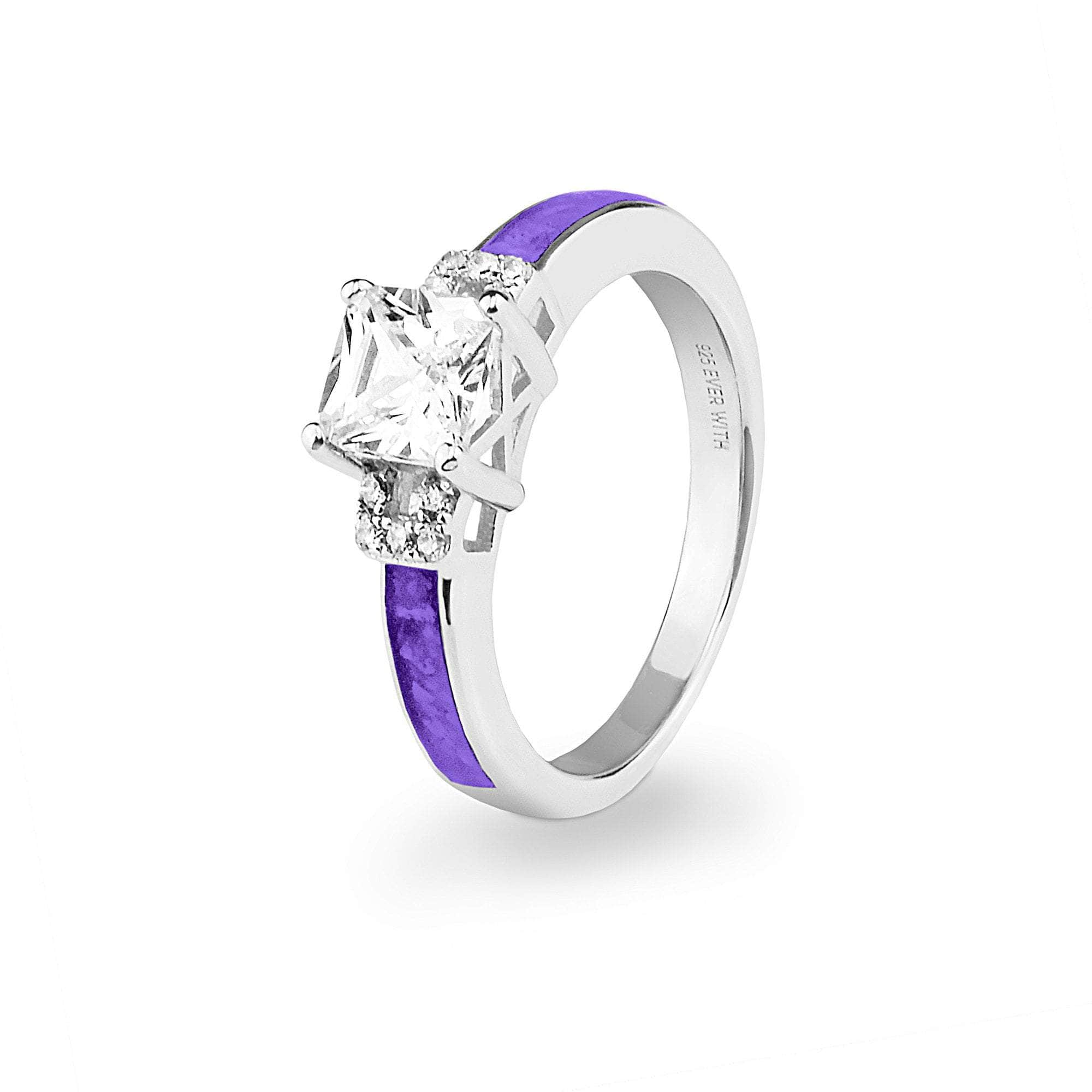 EverWith Ladies Honour Memorial Ashes Ring with Fine Crystals Purple