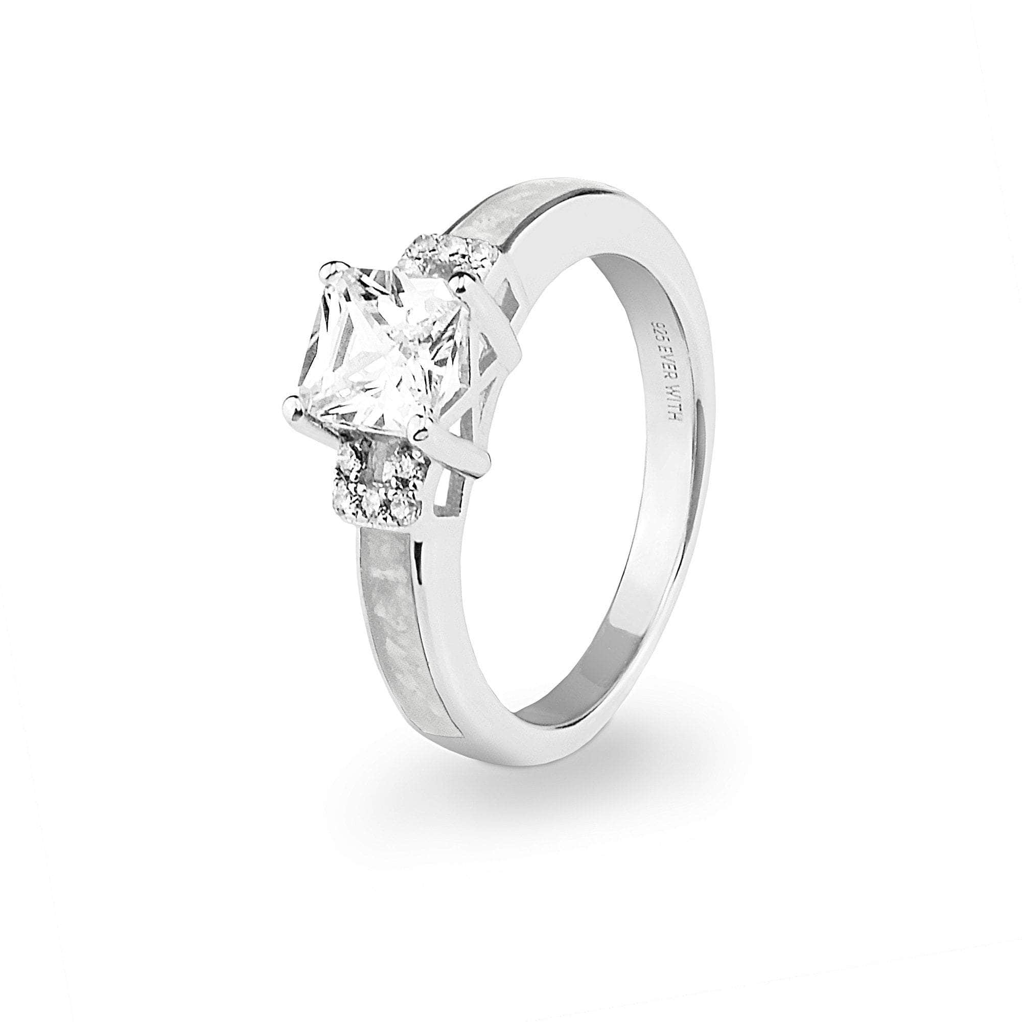 EverWith Ladies Honour Memorial Ashes Ring with Fine Crystals White
