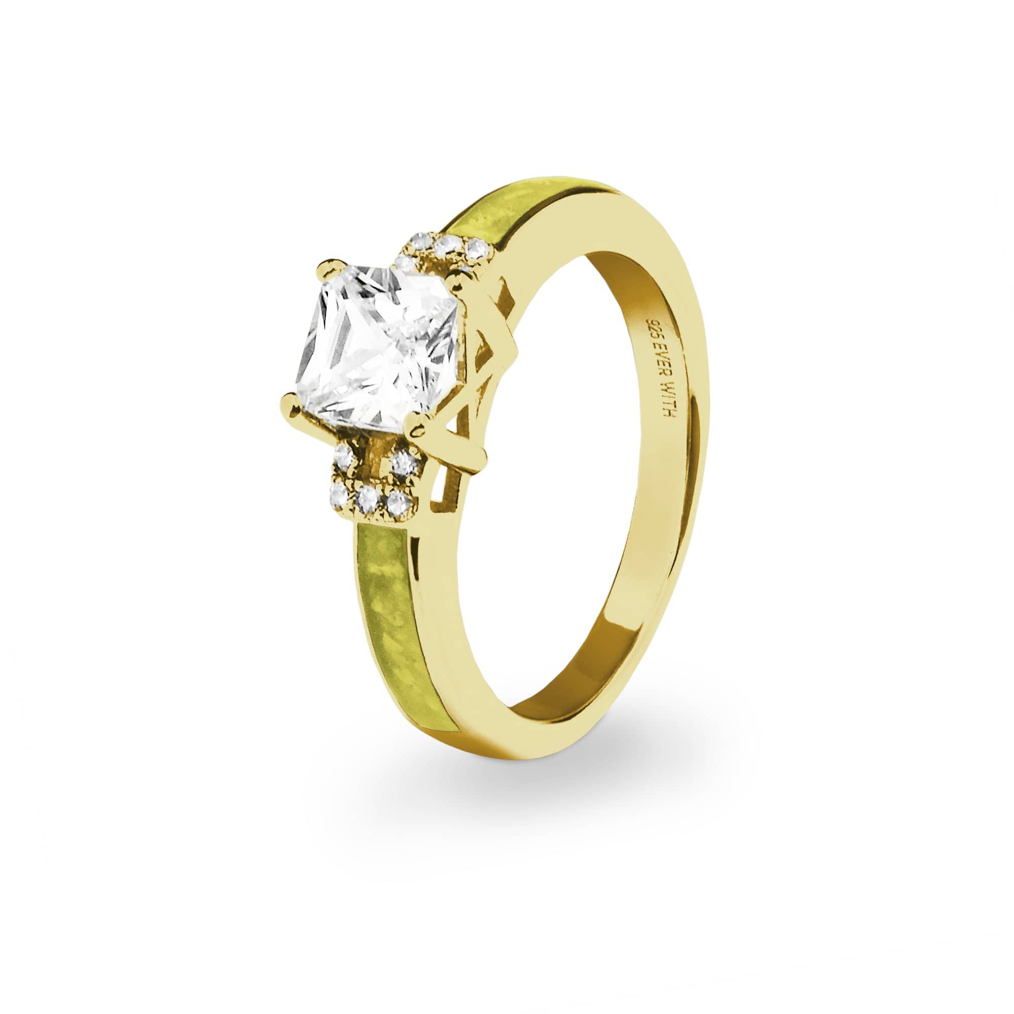 EverWith Ladies Honour Memorial Ashes Ring with Fine Crystals 9k Yellow Gold Yellow