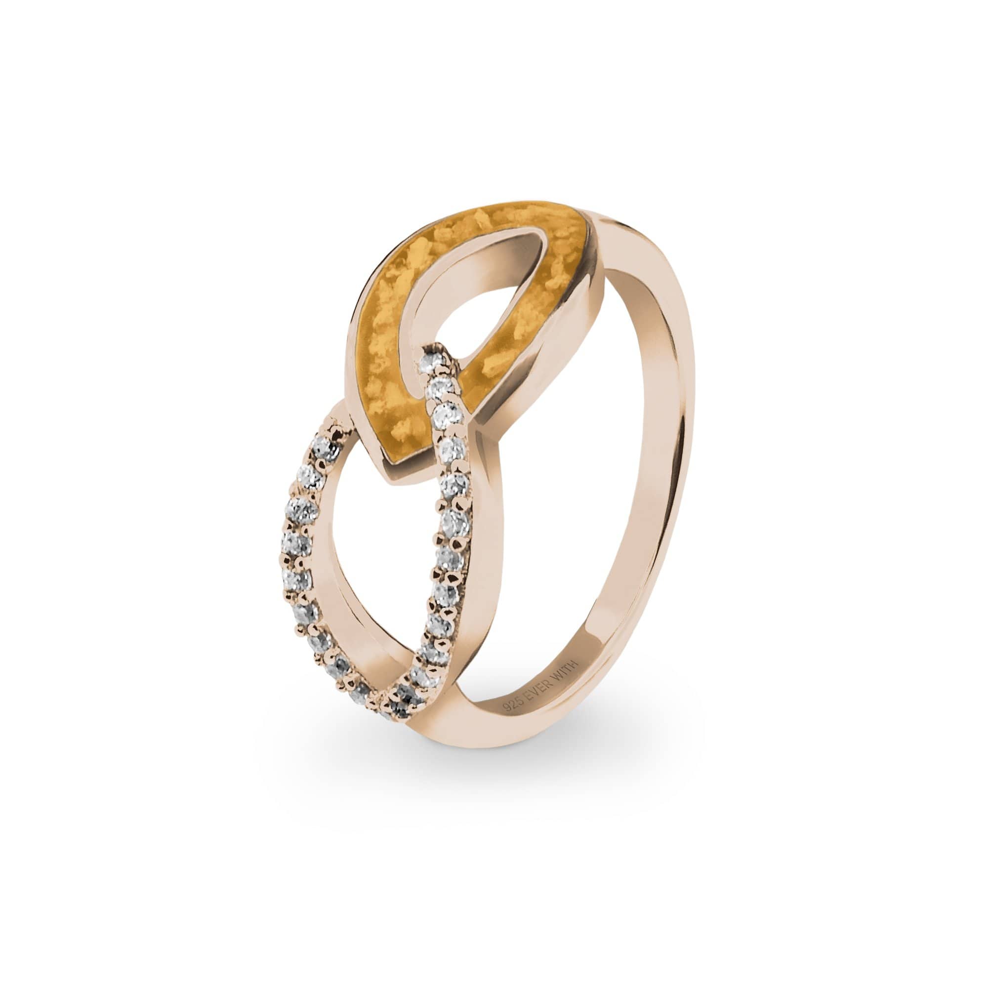 EverWith Ladies Unity Memorial Ashes Ring with Fine Crystals 9k Rose Gold Orange