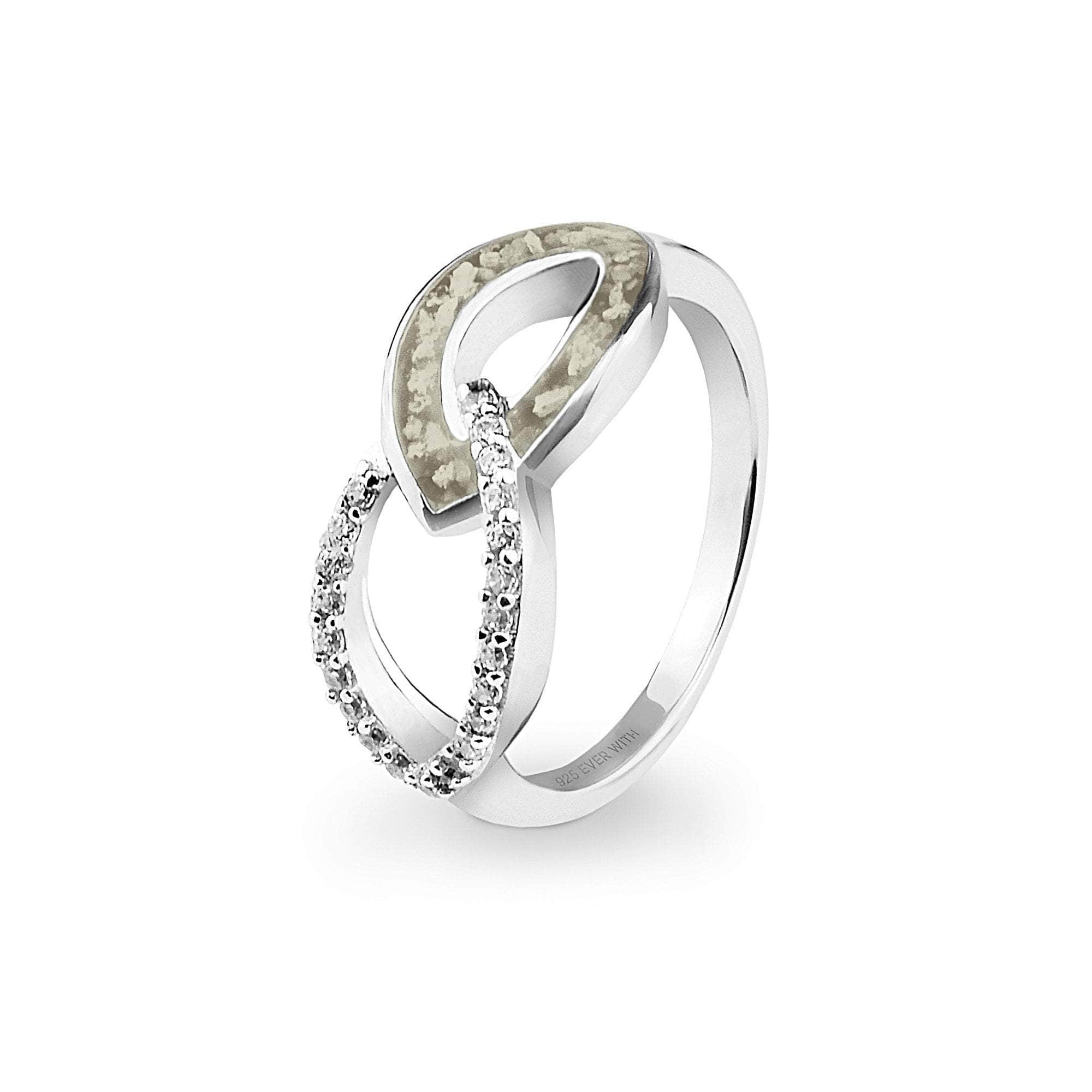EverWith Ladies Unity Memorial Ashes Ring with Fine Crystals Transparent