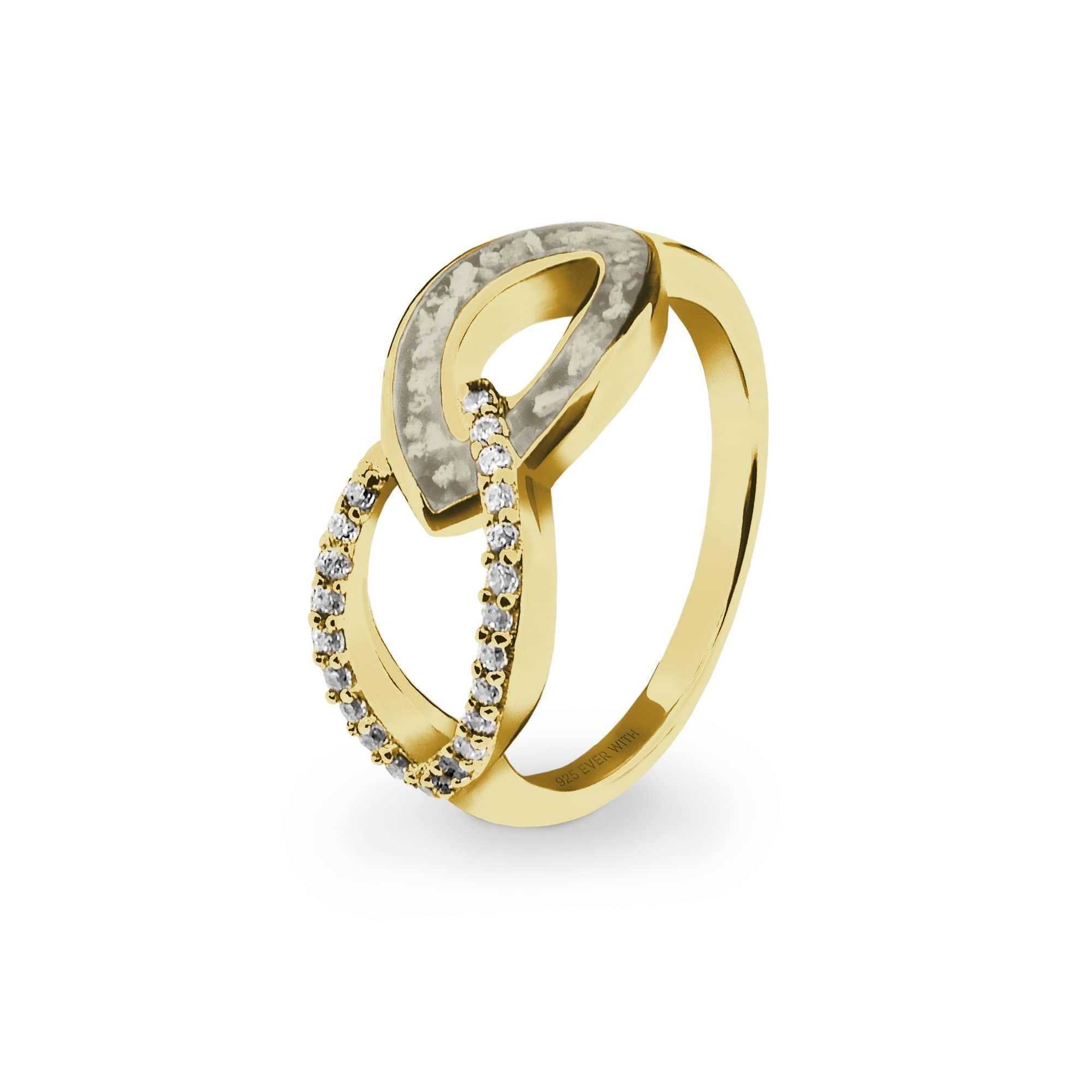 EverWith Ladies Unity Memorial Ashes Ring with Fine Crystals 9k Yellow Gold Transparent