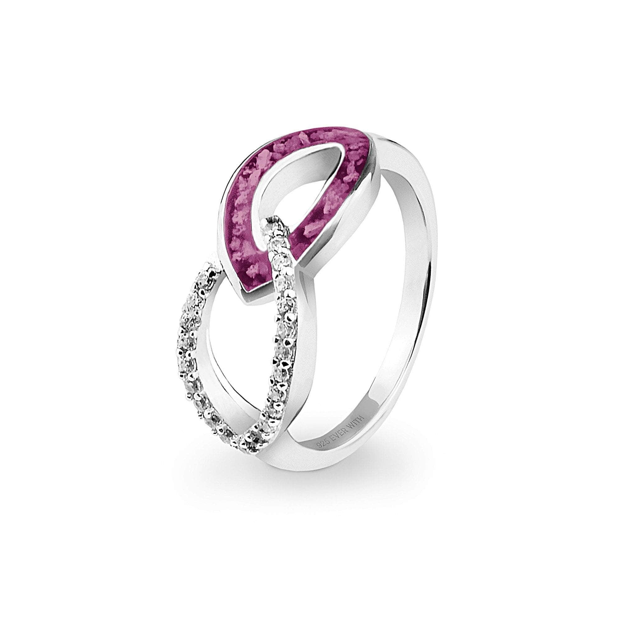EverWith Ladies Unity Memorial Ashes Ring with Fine Crystals Violet