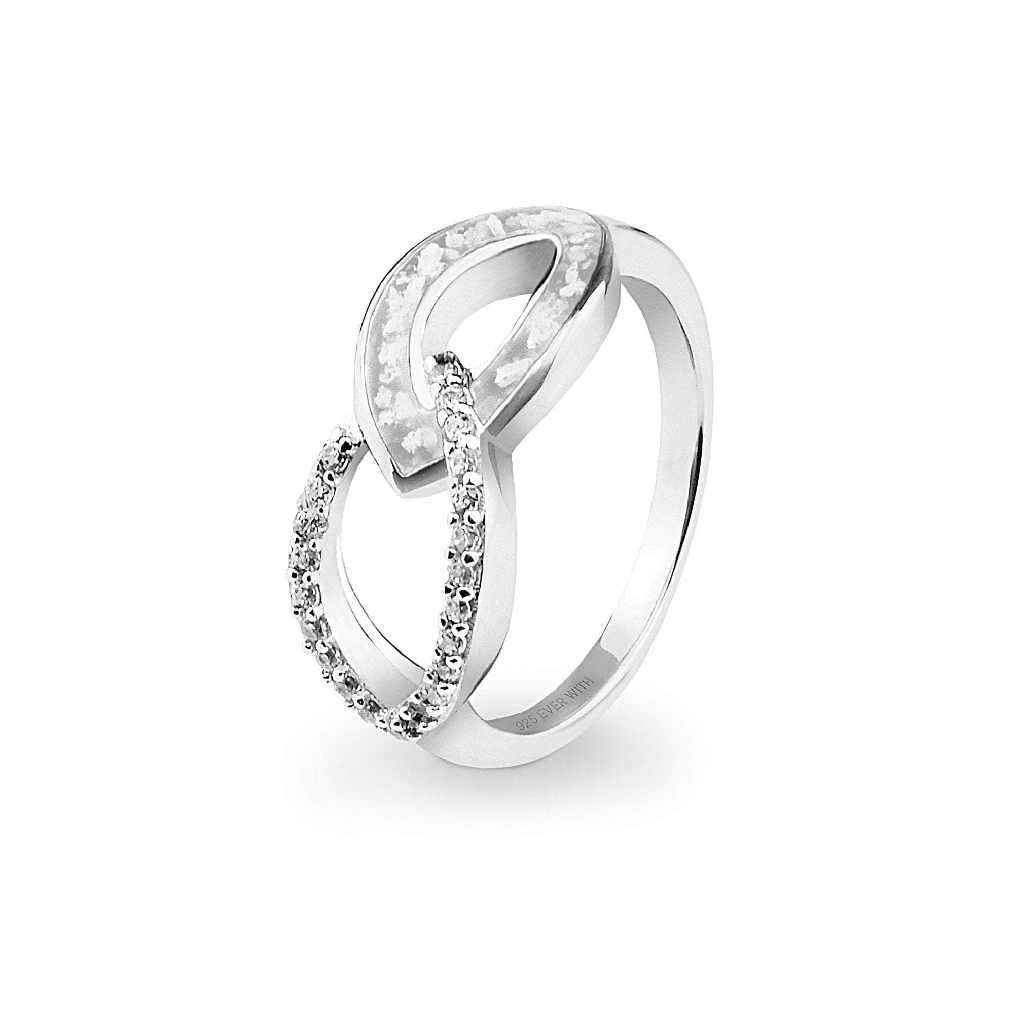 EverWith Ladies Unity Memorial Ashes Ring with Fine Crystals White