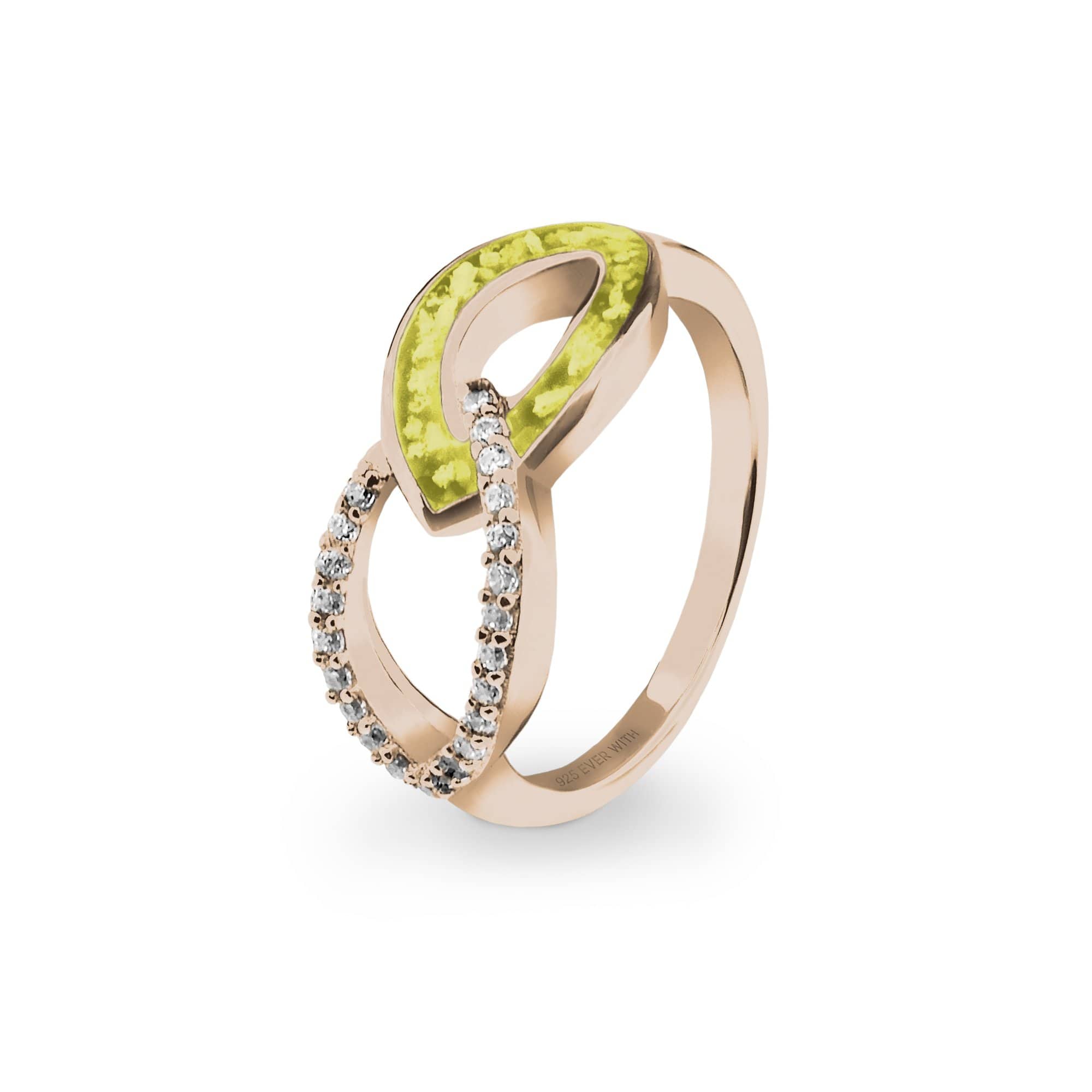 EverWith Ladies Unity Memorial Ashes Ring with Fine Crystals 9k Rose Gold Yellow