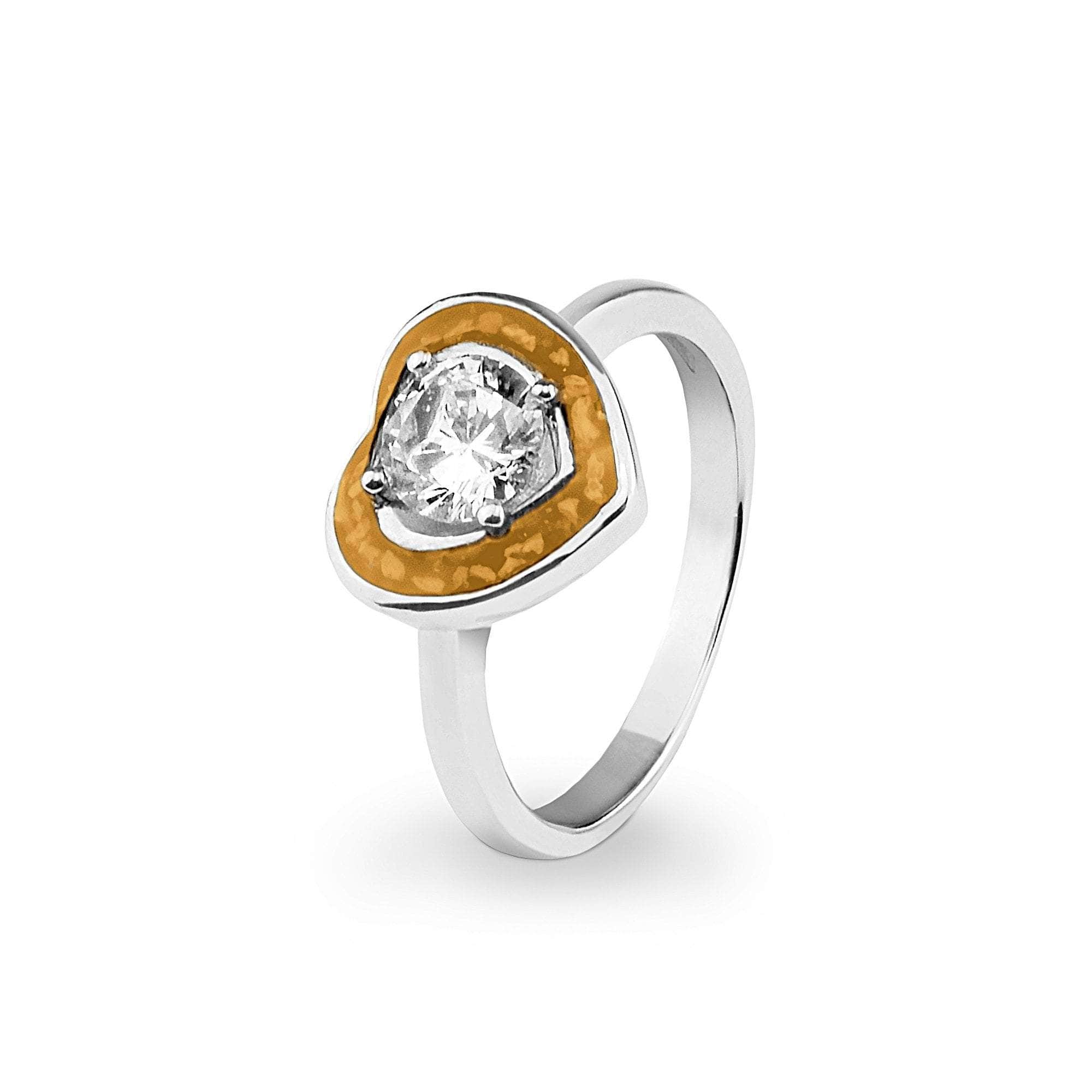 EverWith Ladies Beloved Memorial Ashes Ring with Fine Crystal Orange
