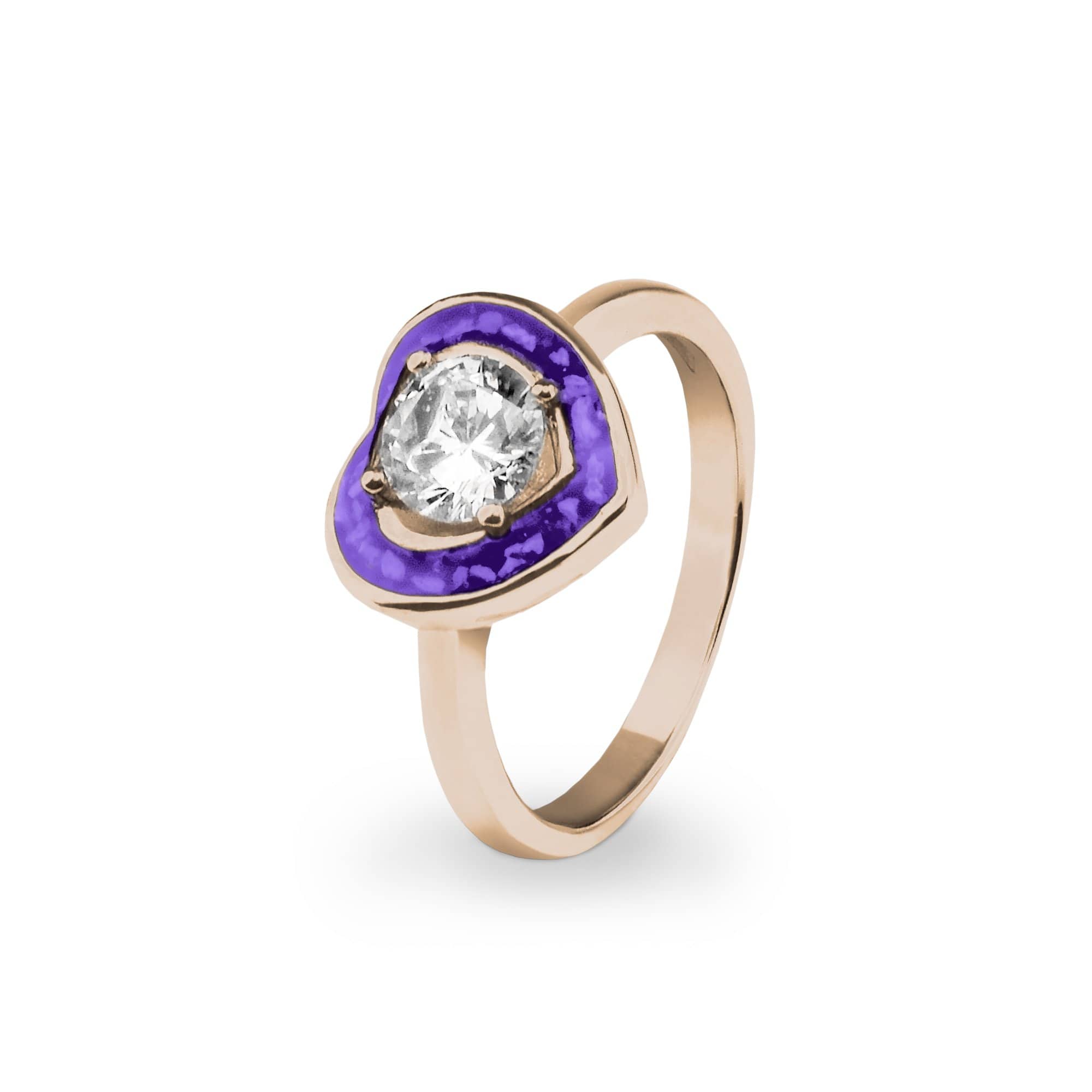 EverWith Ladies Beloved Memorial Ashes Ring with Fine Crystal 9k Rose Gold Purple