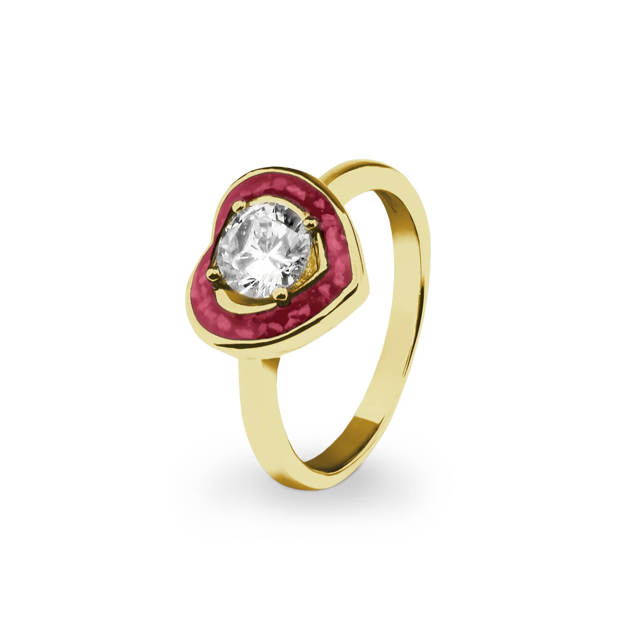 EverWith Ladies Beloved Memorial Ashes Ring with Fine Crystal 9k Yellow Gold Red