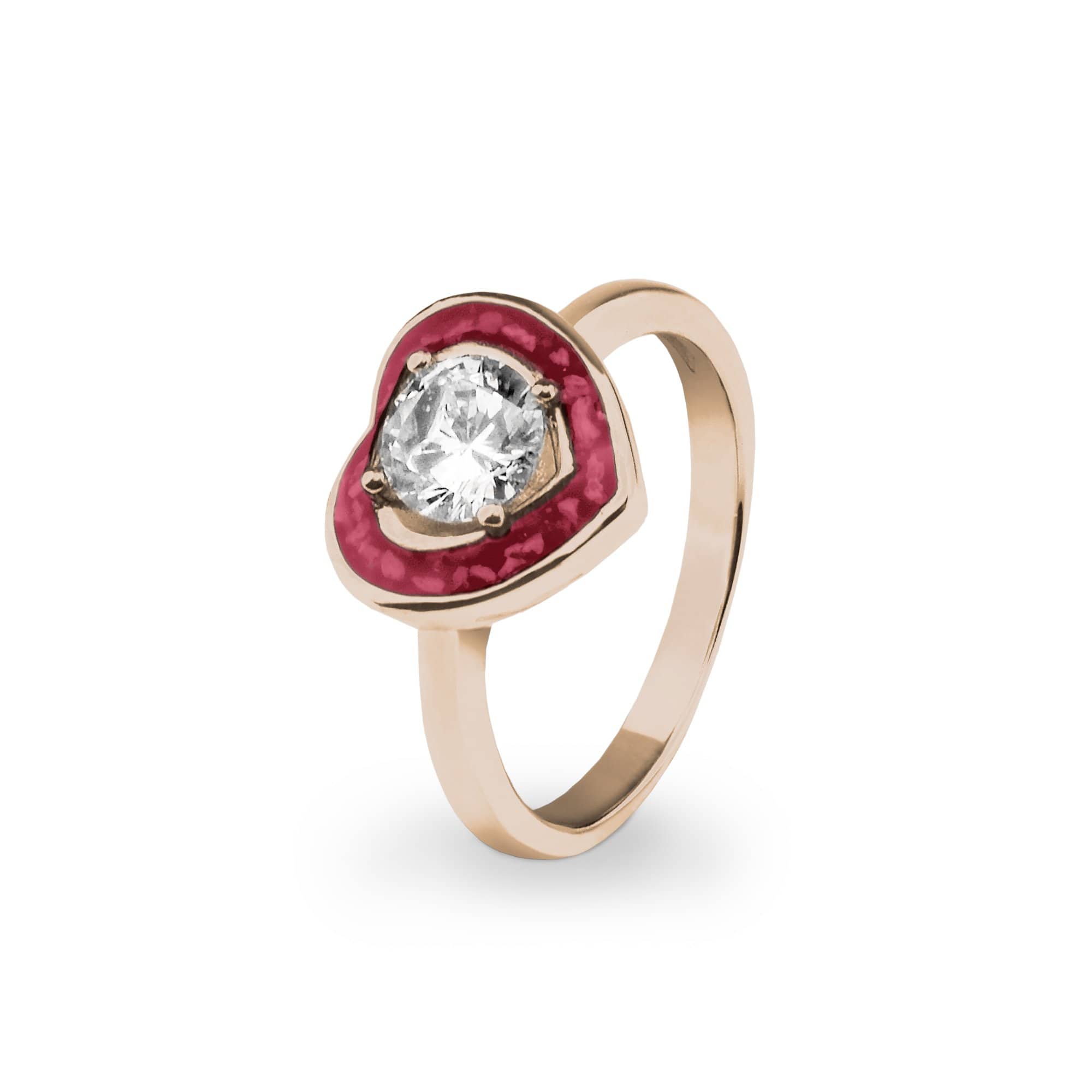 EverWith Ladies Beloved Memorial Ashes Ring with Fine Crystal 9k Rose Gold Red