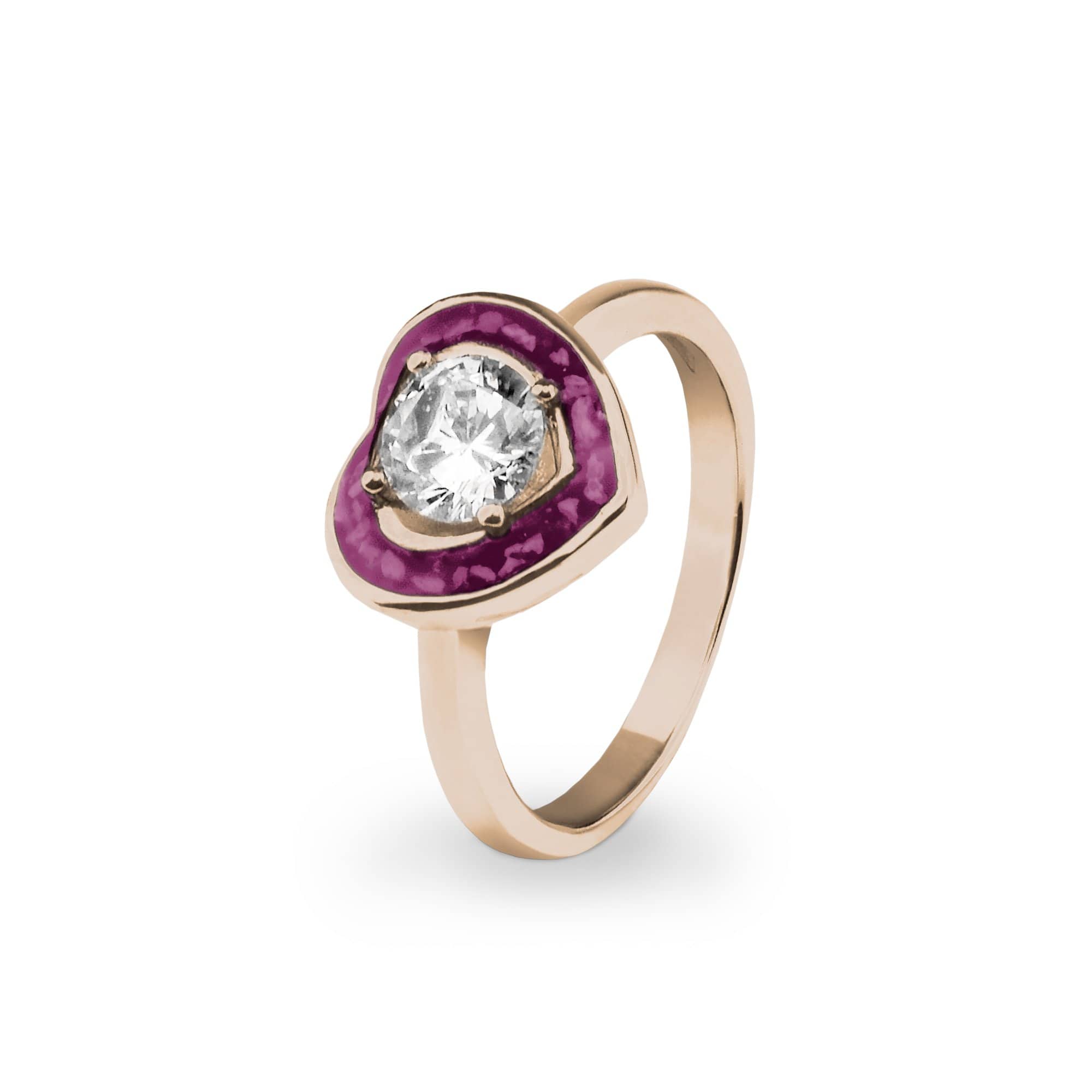 EverWith Ladies Beloved Memorial Ashes Ring with Fine Crystal 9k Rose Gold Violet