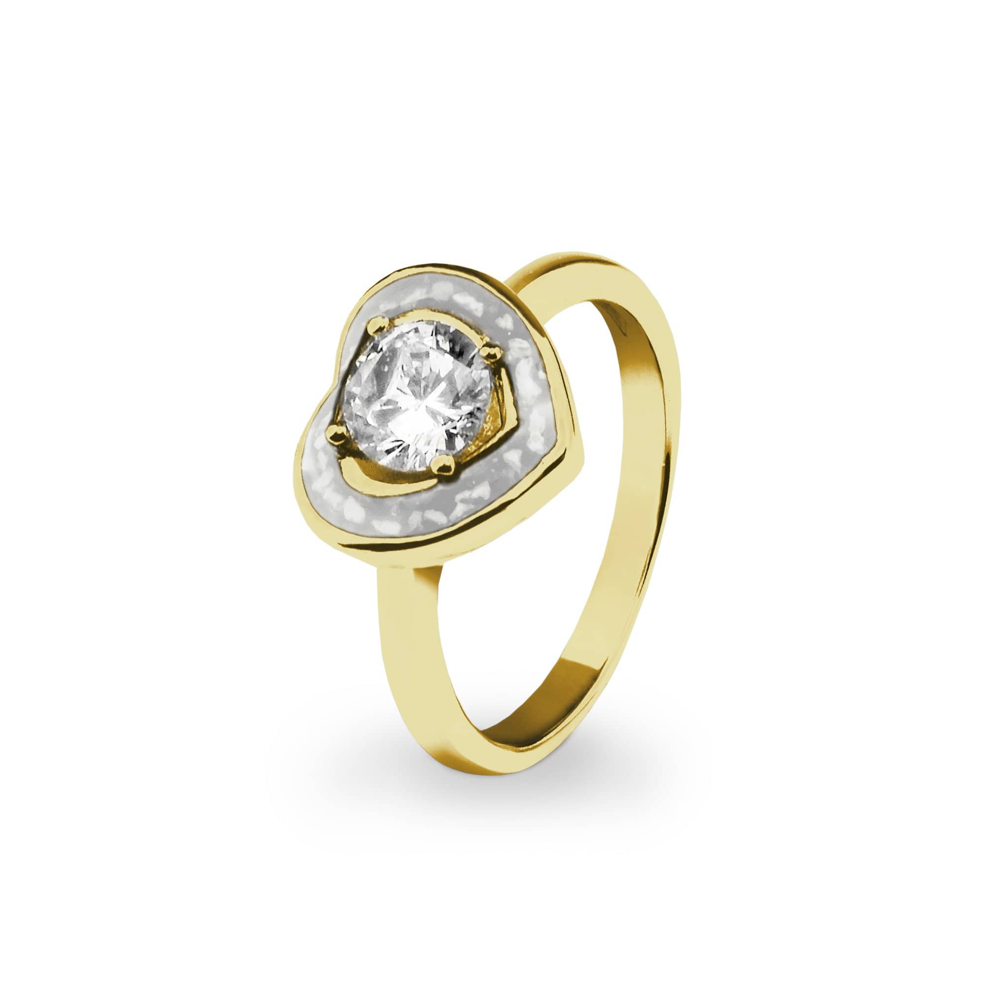 EverWith Ladies Beloved Memorial Ashes Ring with Fine Crystal 9k Yellow Gold White