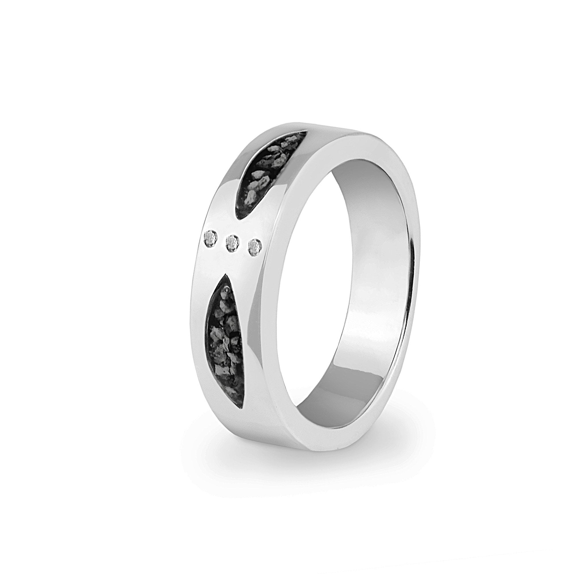 EverWith Unisex Three Together Memorial Ashes Ring with Fine Crystals Black