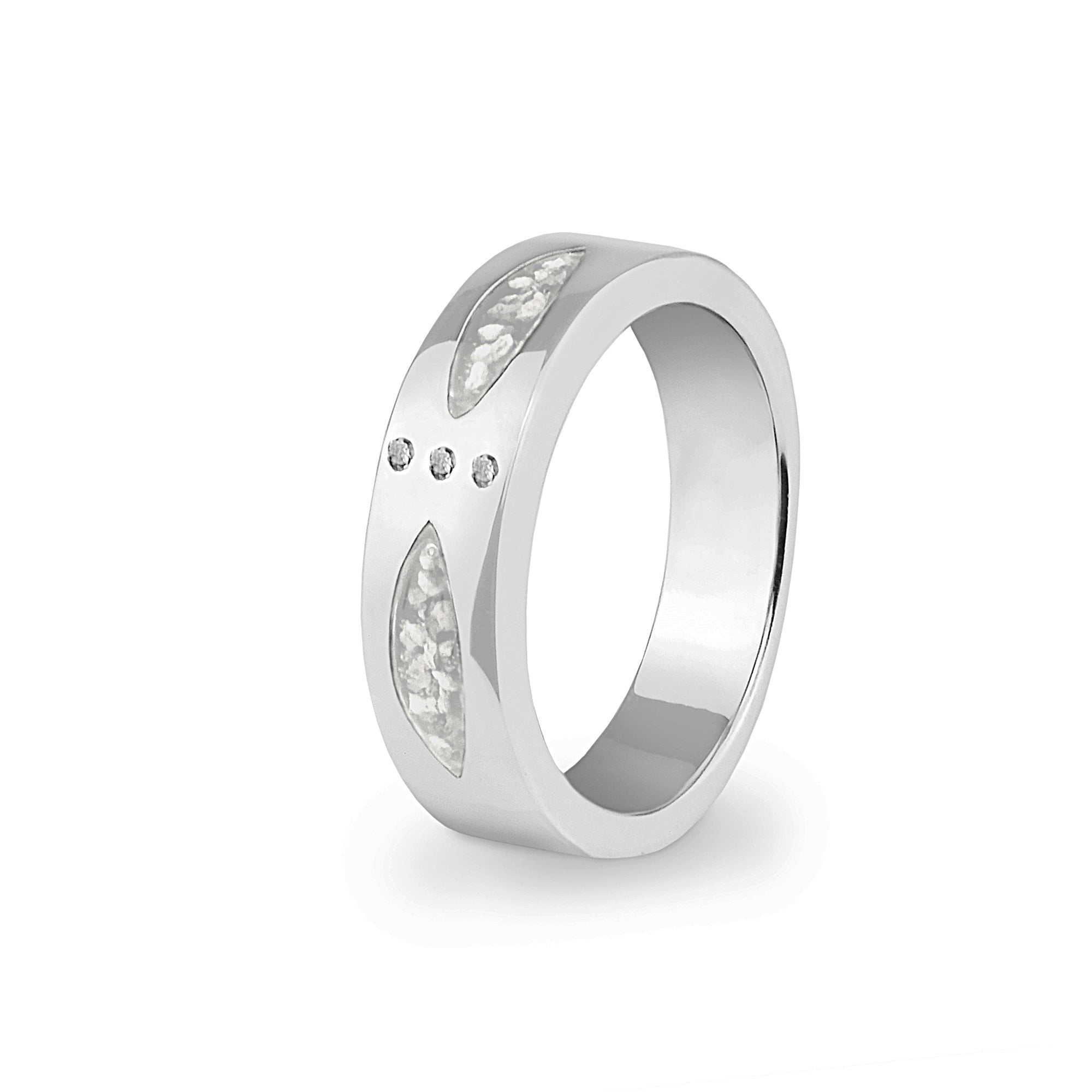 EverWith Unisex Three Together Memorial Ashes Ring with Fine Crystals White