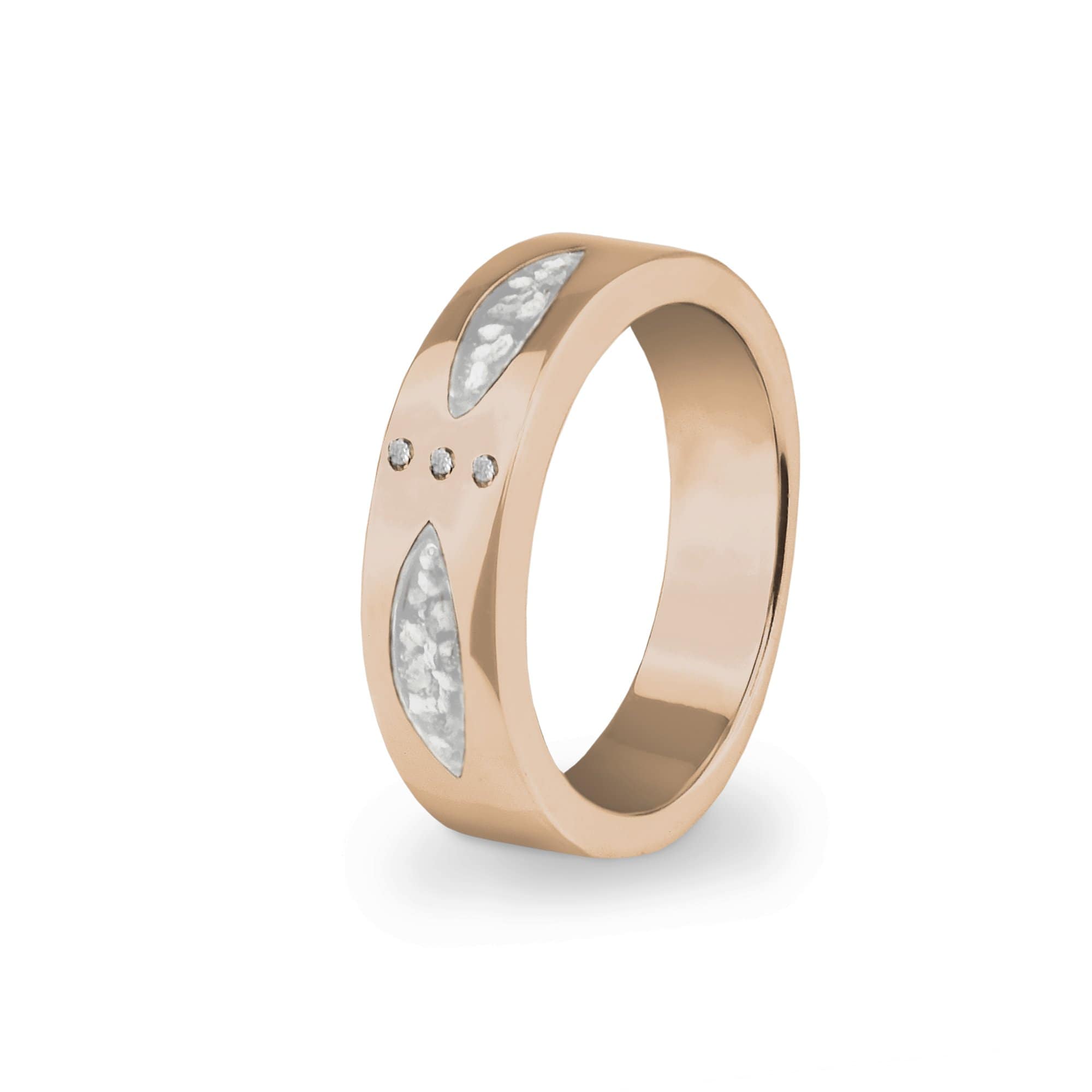 EverWith Unisex Three Together Memorial Ashes Ring with Fine Crystals 9k Rose Gold White