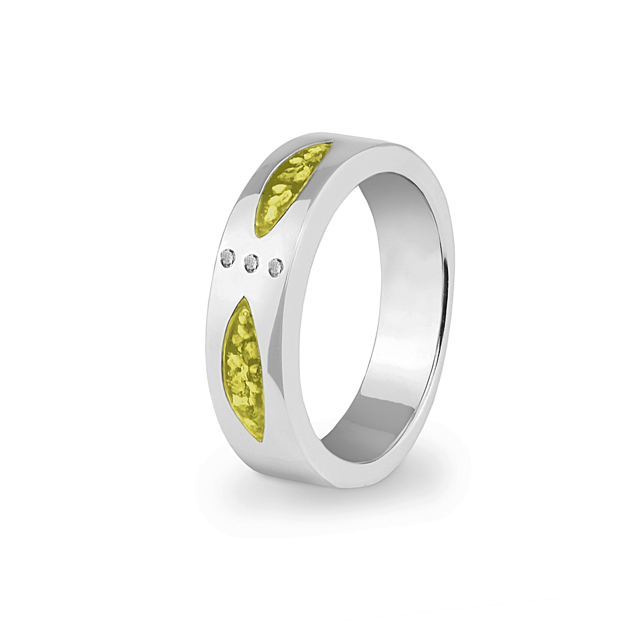 EverWith Unisex Three Together Memorial Ashes Ring with Fine Crystals Yellow