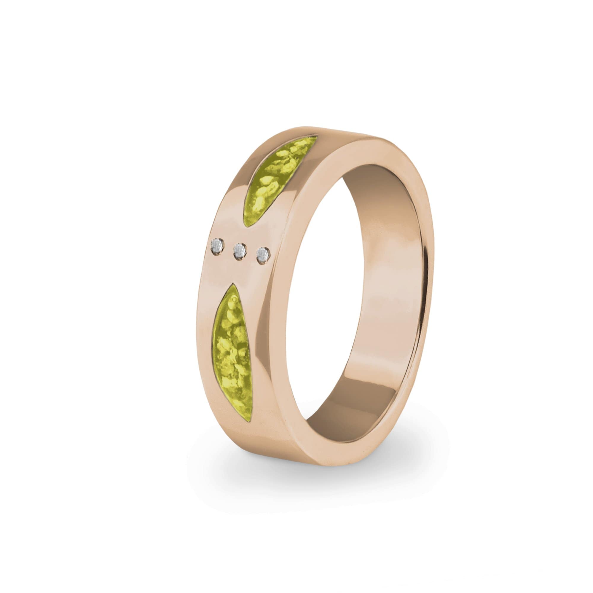 EverWith Unisex Three Together Memorial Ashes Ring with Fine Crystals 9k Rose Gold Yellow