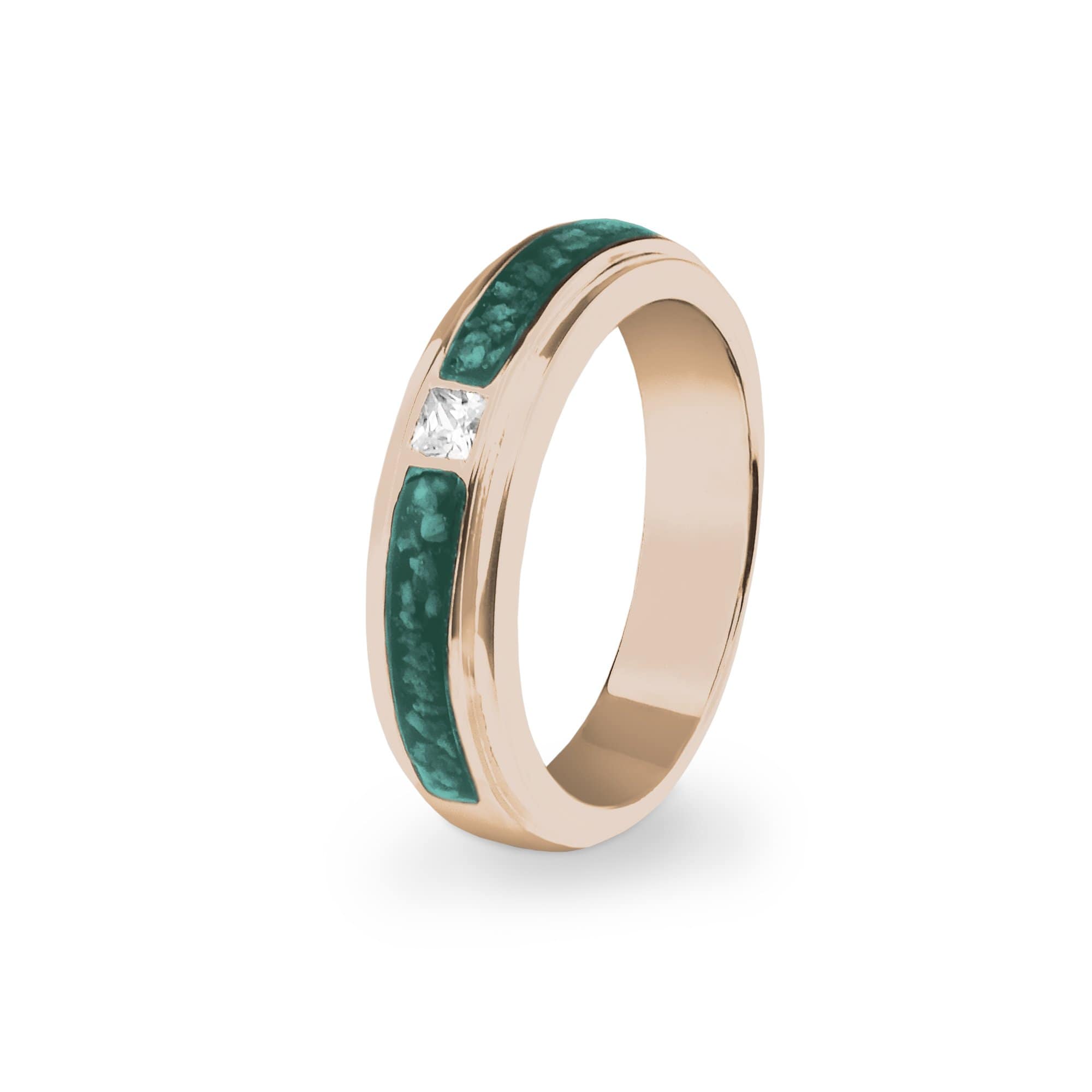 EverWith Unisex Remembrance Memorial Ashes Ring with Fine Crystal 9k Rose Gold Aqua