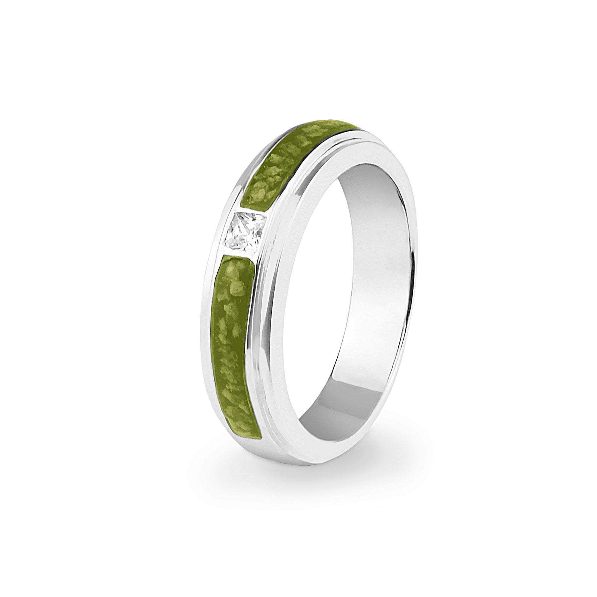 EverWith Unisex Remembrance Memorial Ashes Ring with Fine Crystal Green