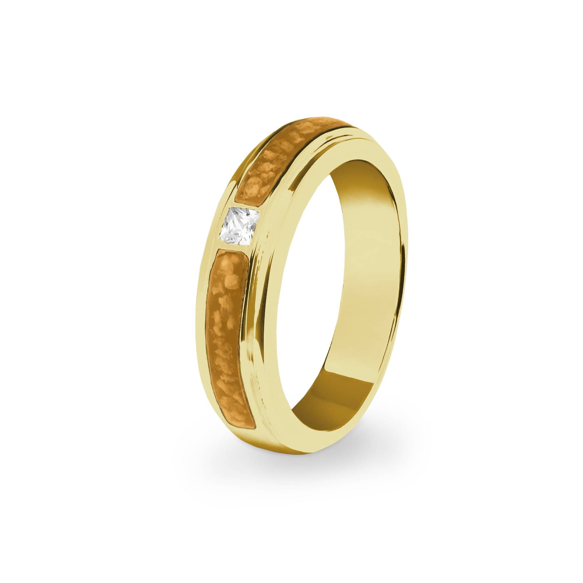 EverWith Unisex Remembrance Memorial Ashes Ring with Fine Crystal 9k Yellow Gold Orange