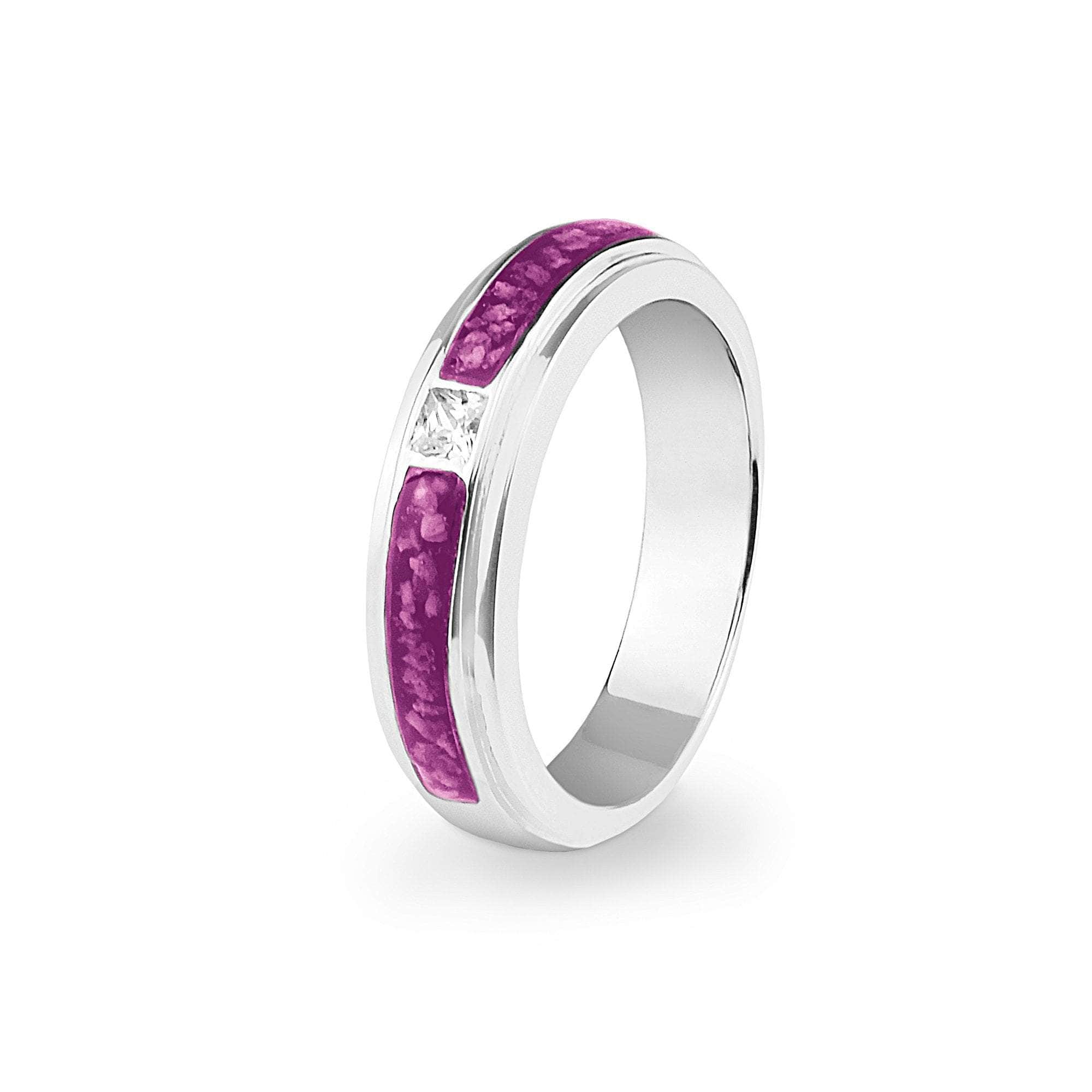 EverWith Unisex Remembrance Memorial Ashes Ring with Fine Crystal Pink