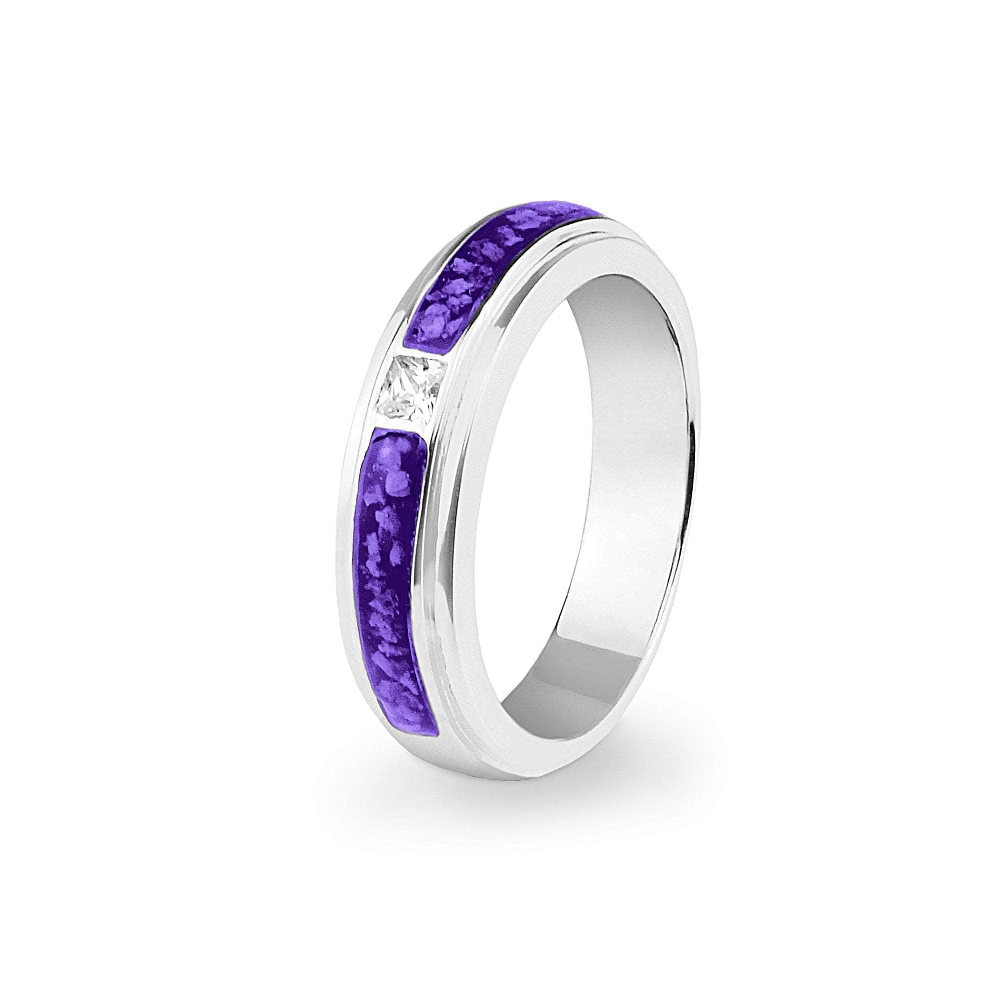 EverWith Unisex Remembrance Memorial Ashes Ring with Fine Crystal Purple
