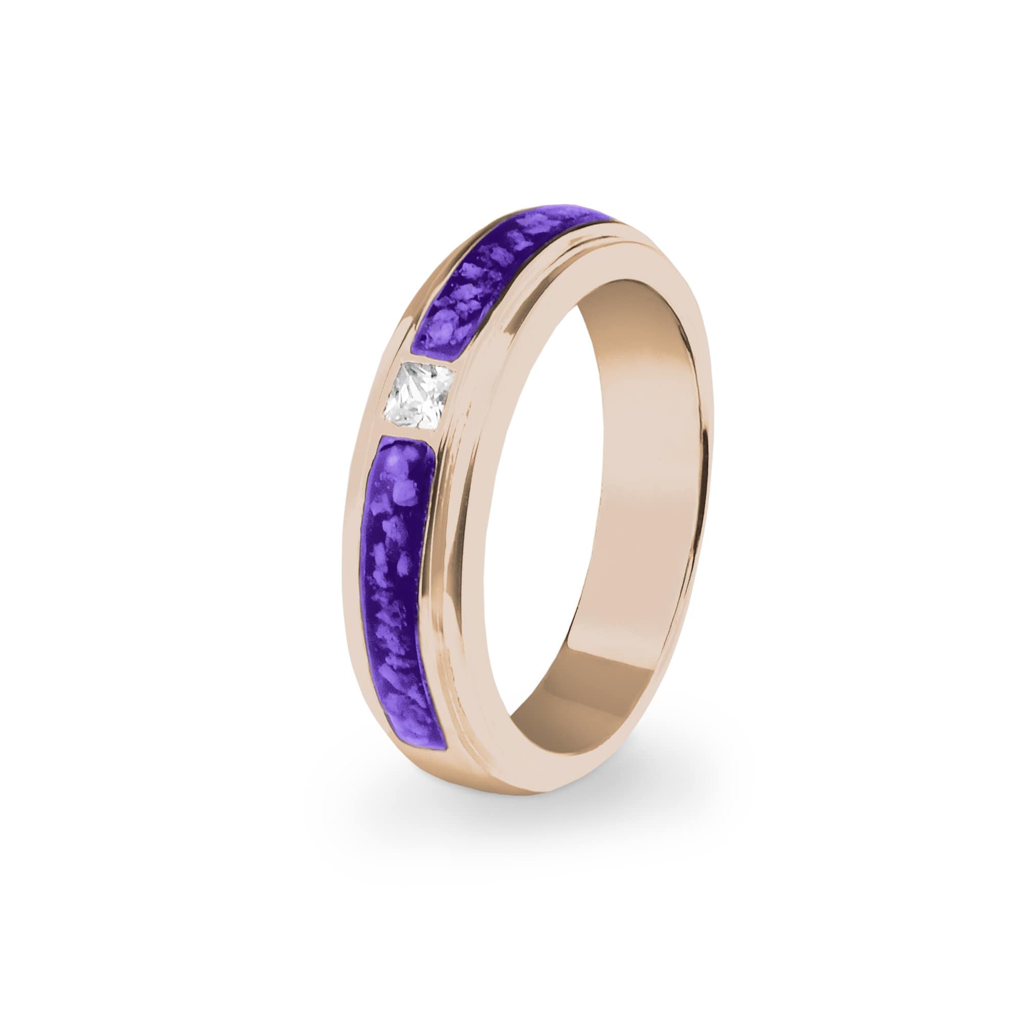 EverWith Unisex Remembrance Memorial Ashes Ring with Fine Crystal 9k Rose Gold Purple