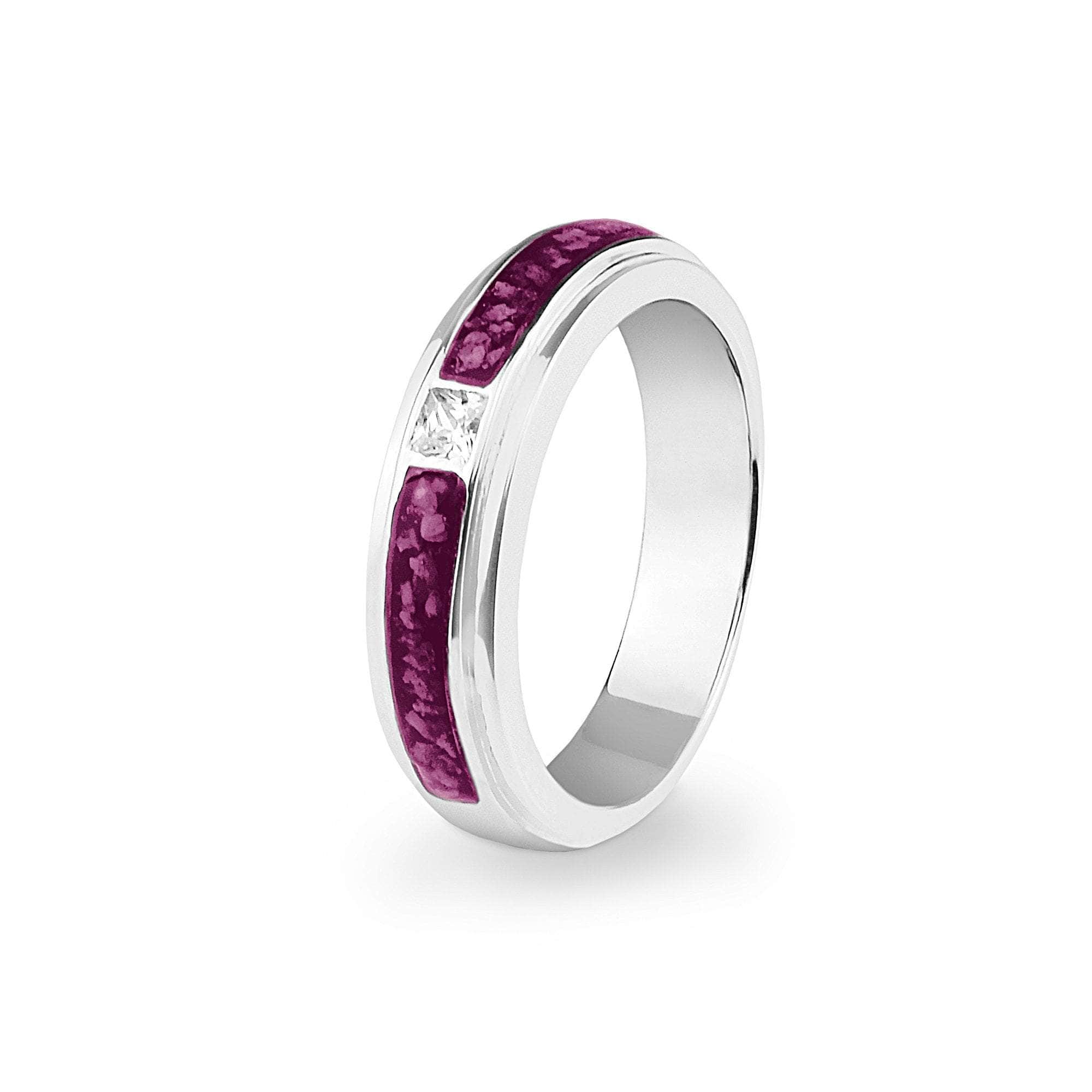 EverWith Unisex Remembrance Memorial Ashes Ring with Fine Crystal Violet
