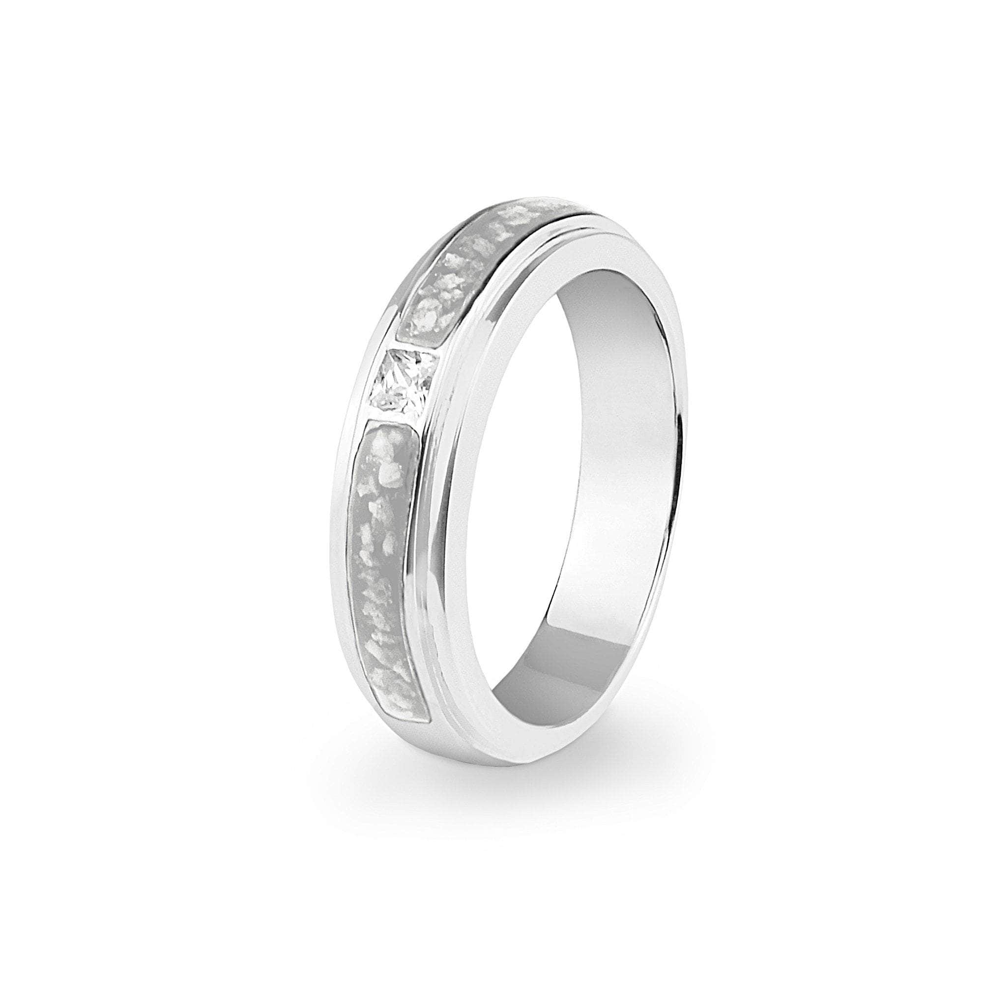 EverWith Unisex Remembrance Memorial Ashes Ring with Fine Crystal White
