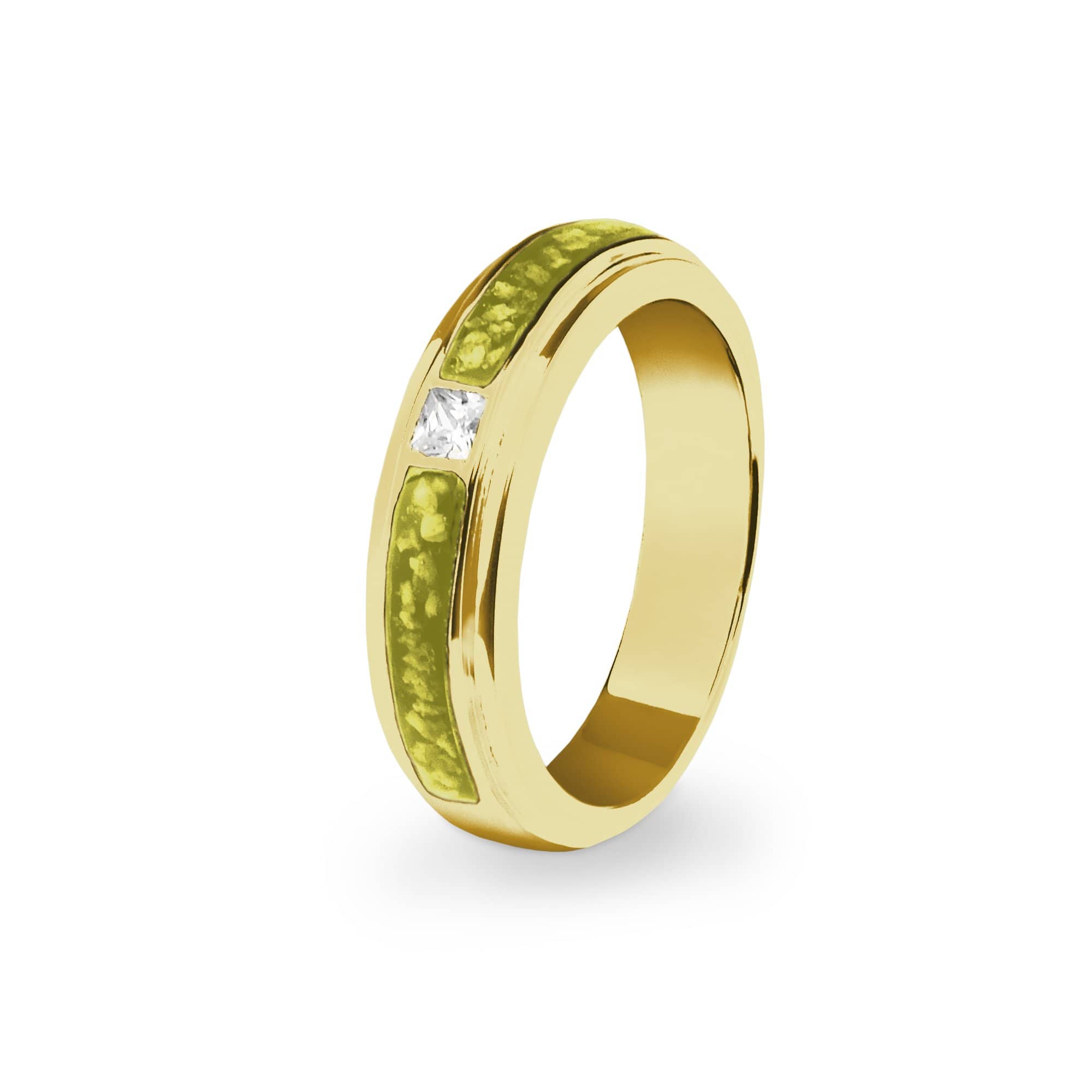 EverWith Unisex Remembrance Memorial Ashes Ring with Fine Crystal 9k Yellow Gold Yellow