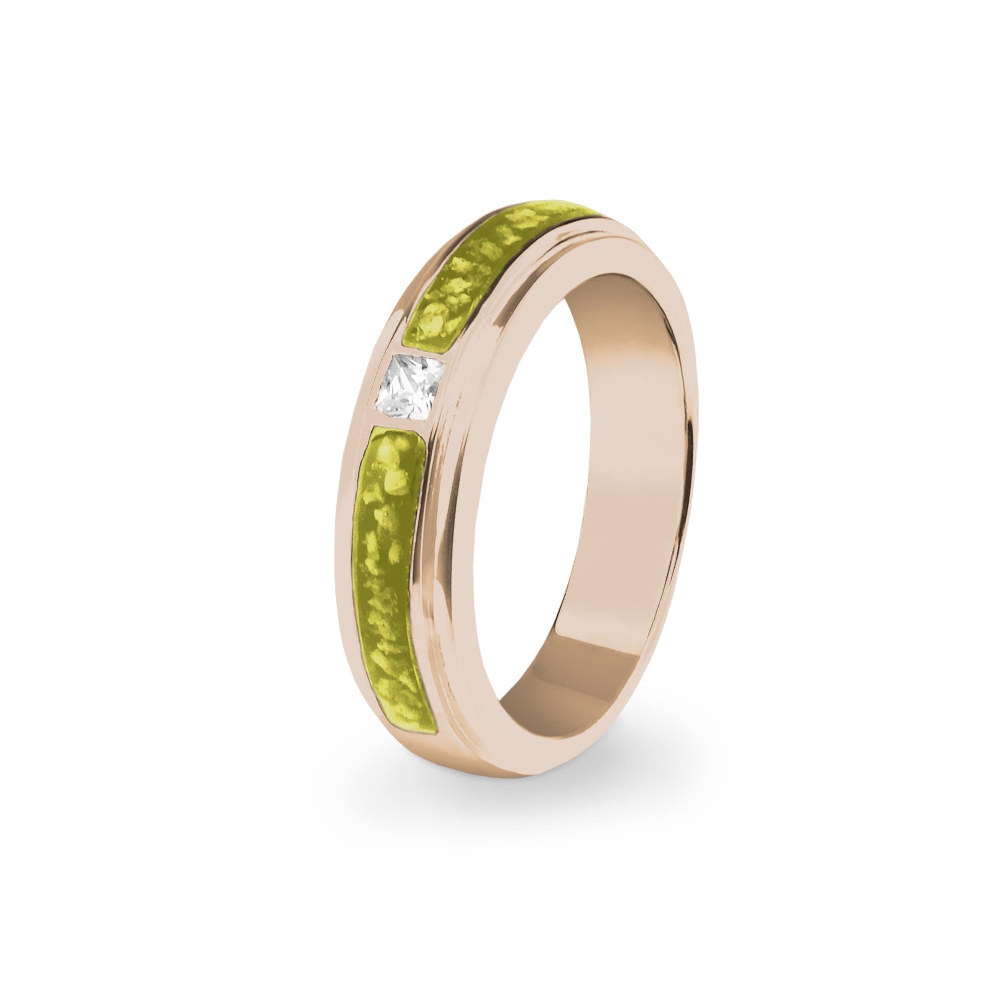 EverWith Unisex Remembrance Memorial Ashes Ring with Fine Crystal 9k Rose Gold Yellow