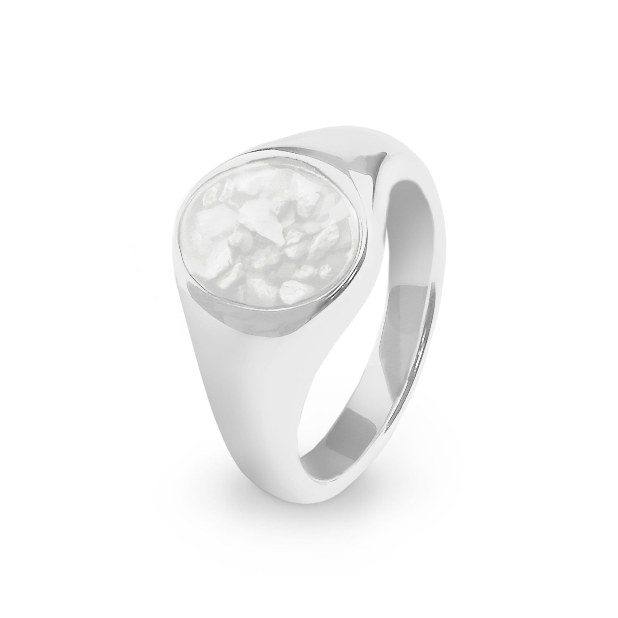 EverWith Unisex Shield Memorial Ashes Ring Sterling Silver White