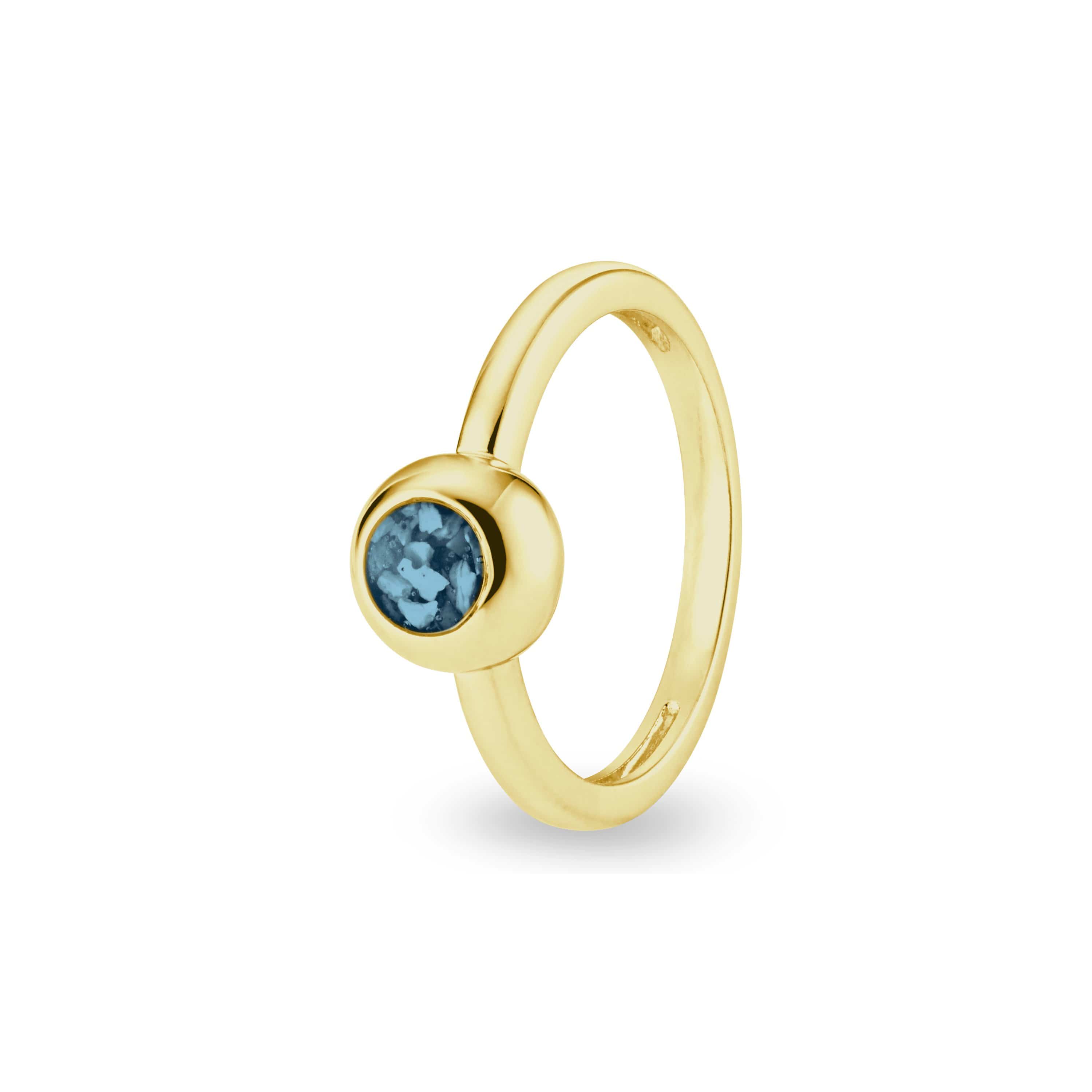 EverWith Ladies Rondure Memorial Ashes Ring 9k Yellow Gold Blue