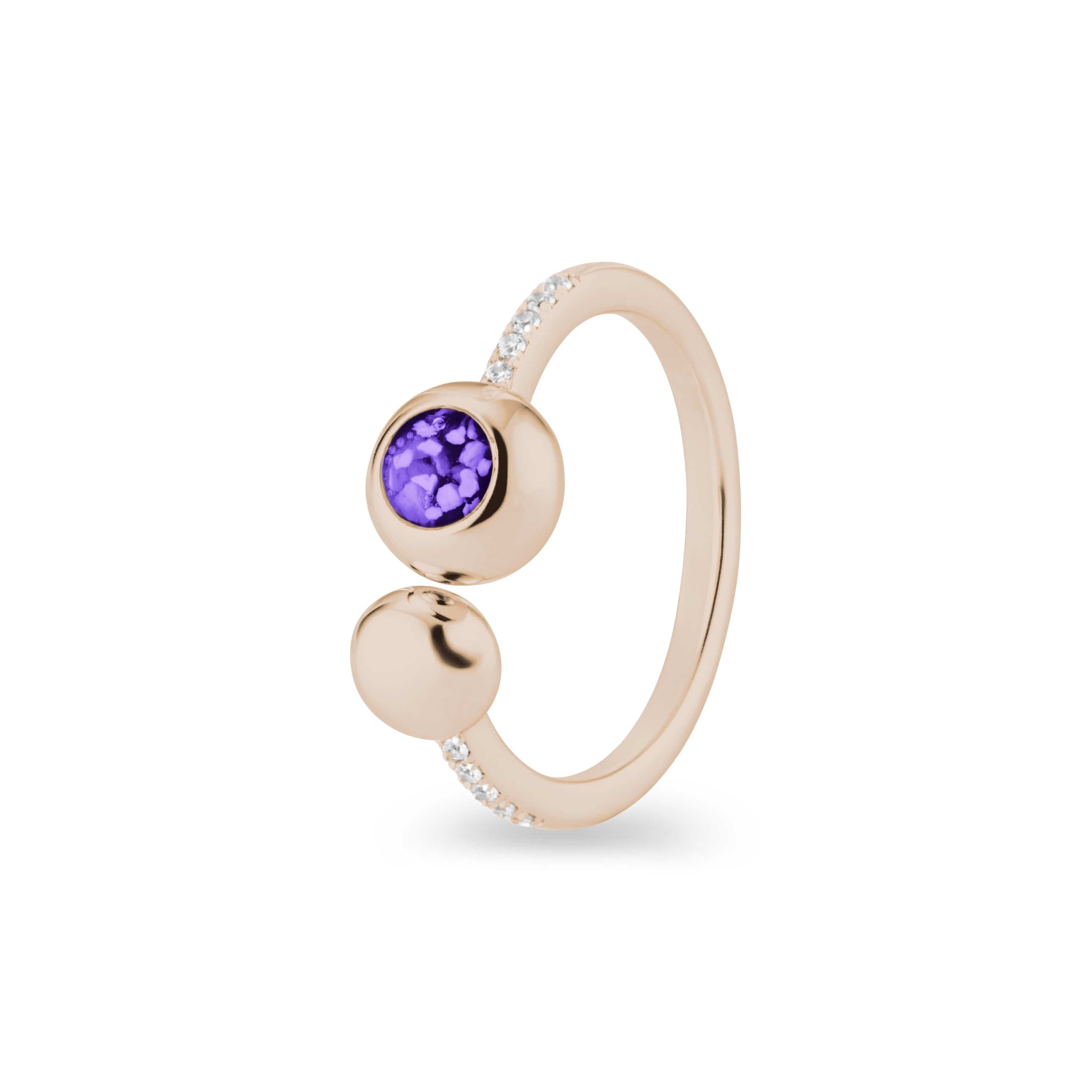 EverWith Ladies Rondure Array and Sphere Memorial Ashes Ring 9k Rose Gold Purple