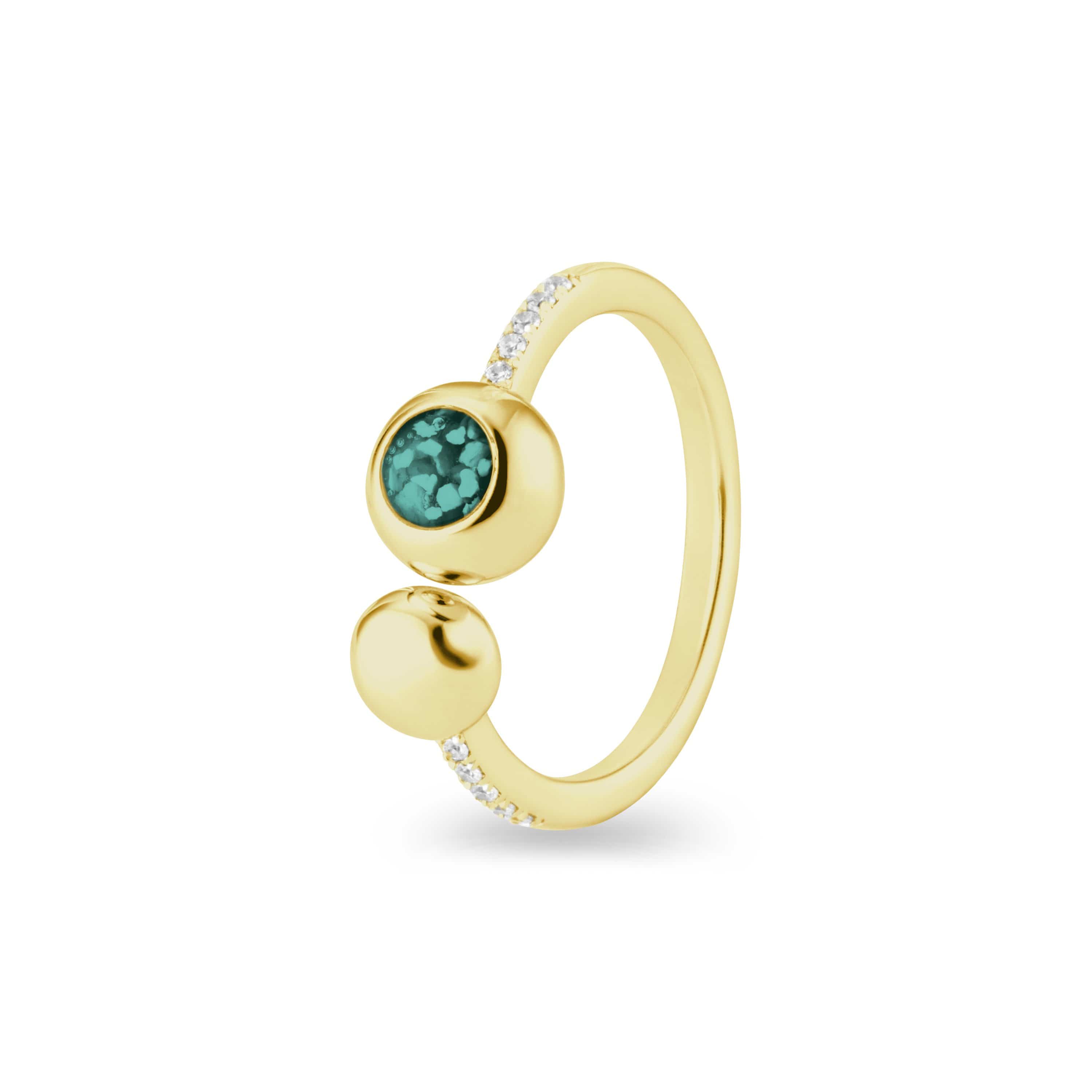 EverWith Ladies Rondure Array and Sphere Memorial Ashes Ring 9k Yellow Gold Aqua