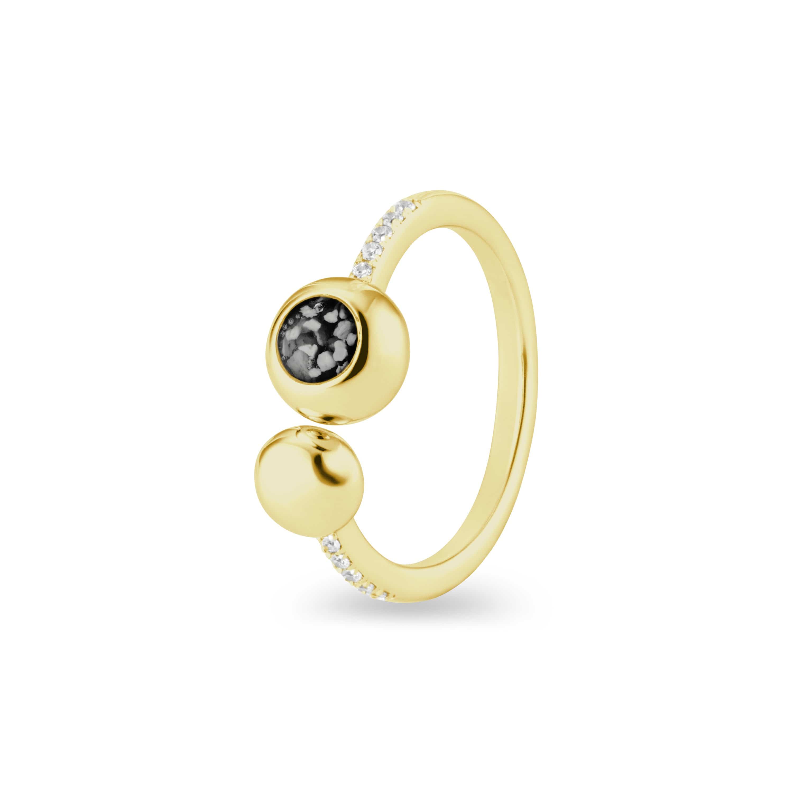 EverWith Ladies Rondure Array and Sphere Memorial Ashes Ring 9k Yellow Gold Black