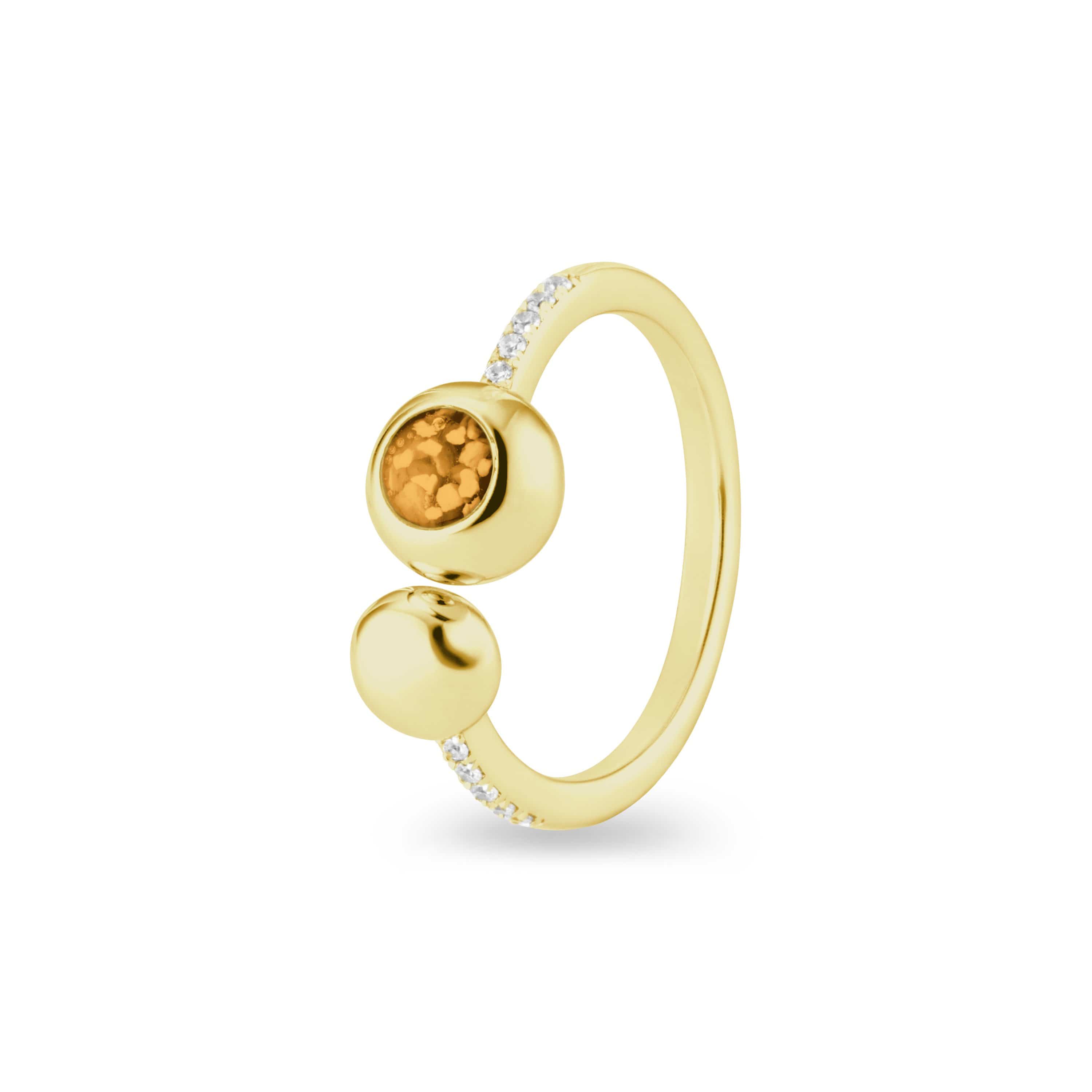 EverWith Ladies Rondure Array and Sphere Memorial Ashes Ring 9k Yellow Gold Orange