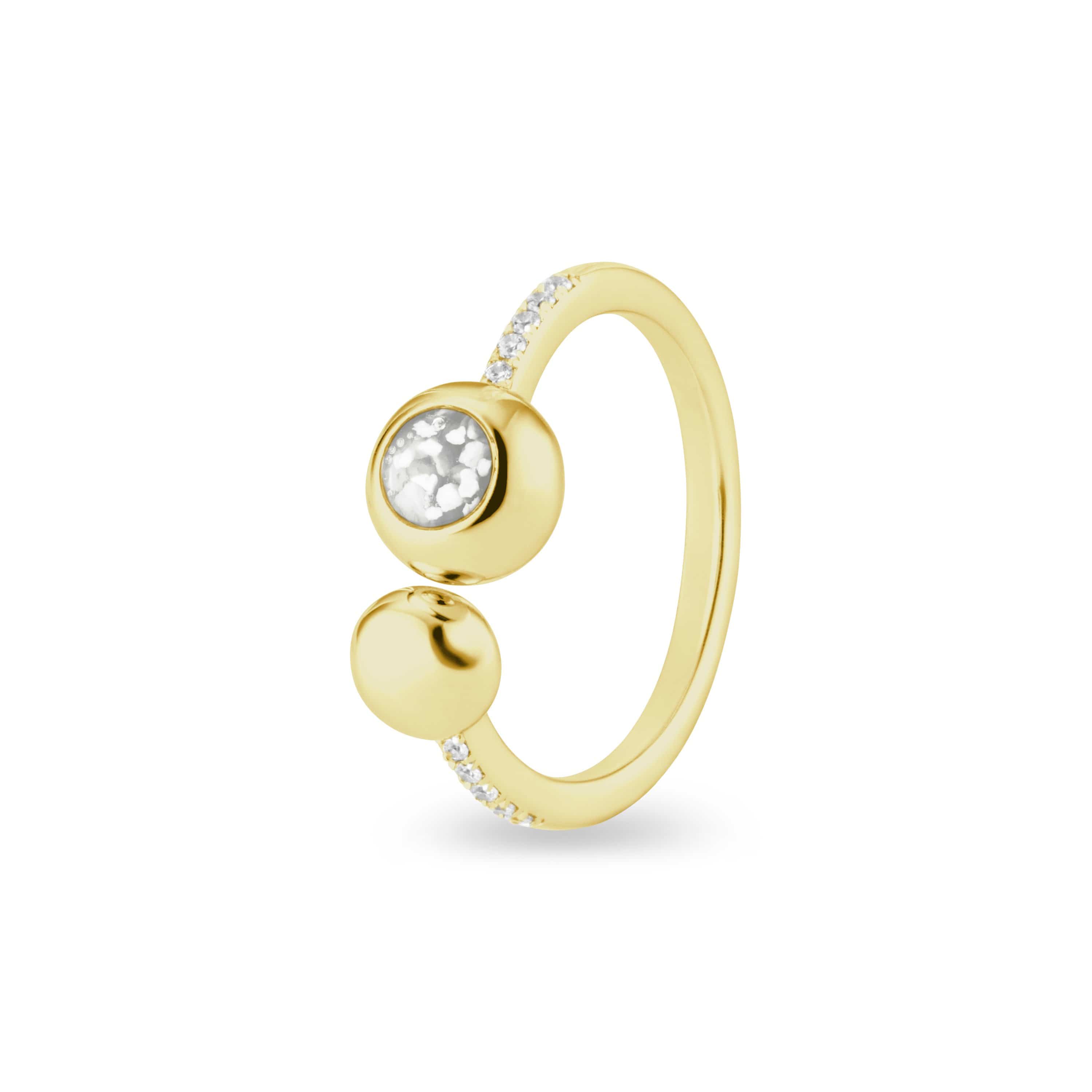 EverWith Ladies Rondure Array and Sphere Memorial Ashes Ring 9k Yellow Gold White