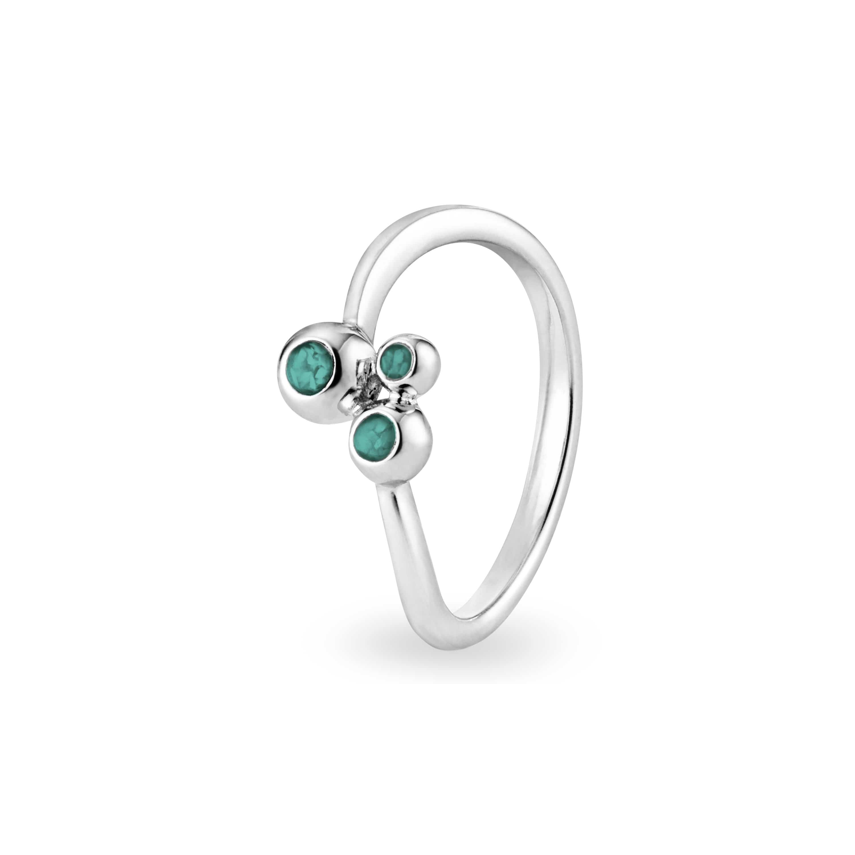 EverWith Ladies Rondure Array Triple Memorial Ashes Ring Aqua